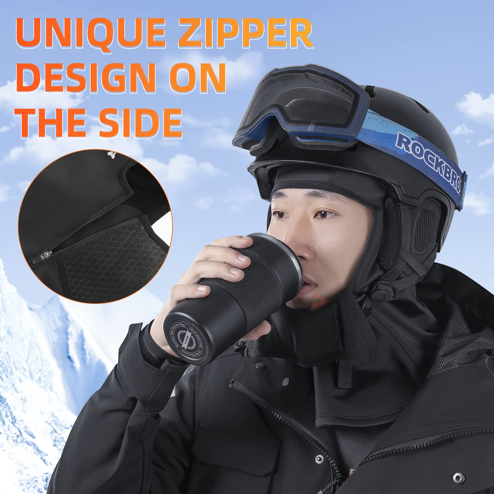 Ski Masker ROCKBROS Bivakmuts - Ademend, Winddicht, Reflecterend Voor Fietsen, Motorrijden, Skiën Ademende Muts Met Reflectie Ski Masker ROCKBROS Bivakmuts - Ademend, Winddicht, Reflecterend Voor Fietsen, Motorrijden, Skiën Ademende Muts Met Reflectie