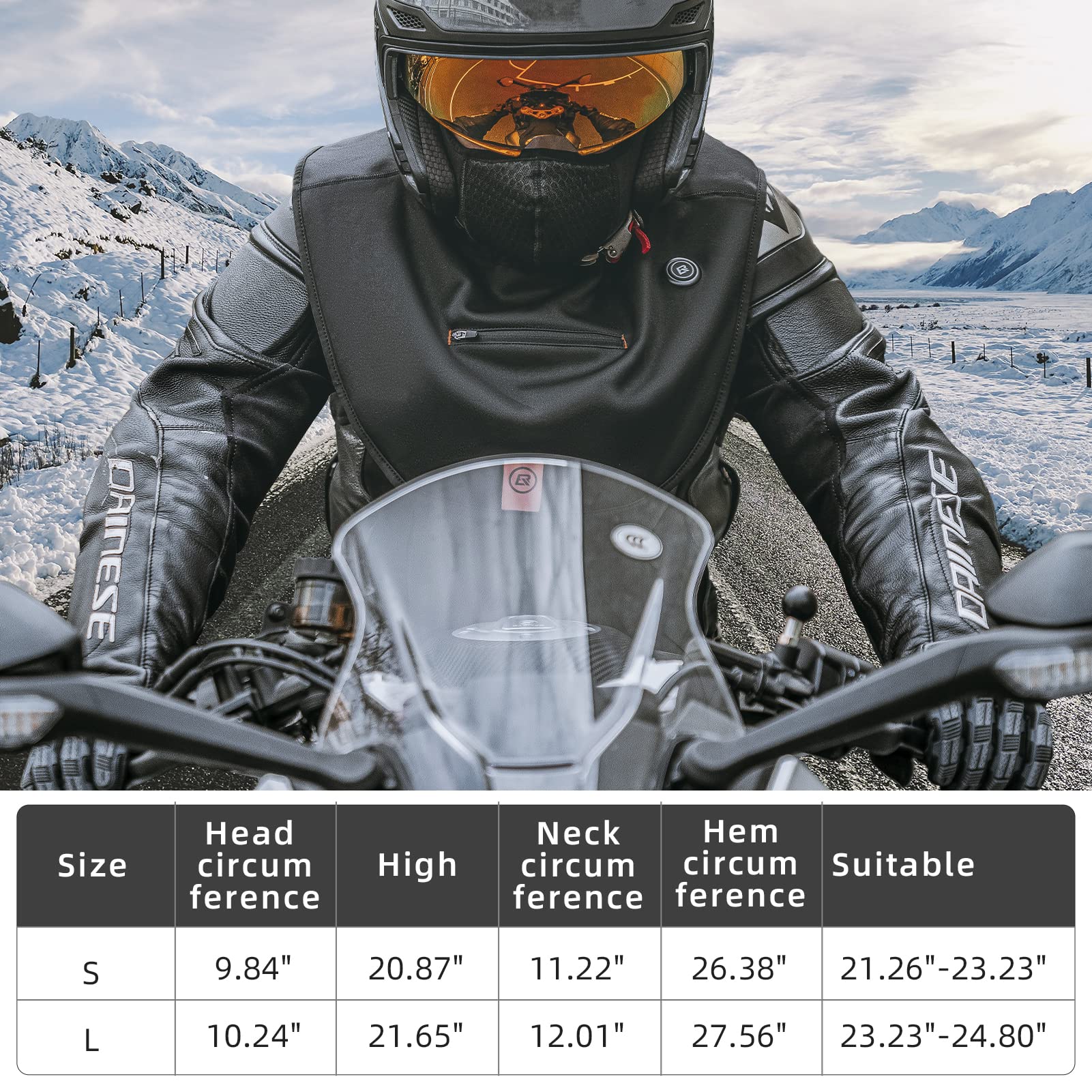 ROCKBROS Heated Ski Cold Weather Balaclava Face Mask USB Rechargeable Winter No Battery