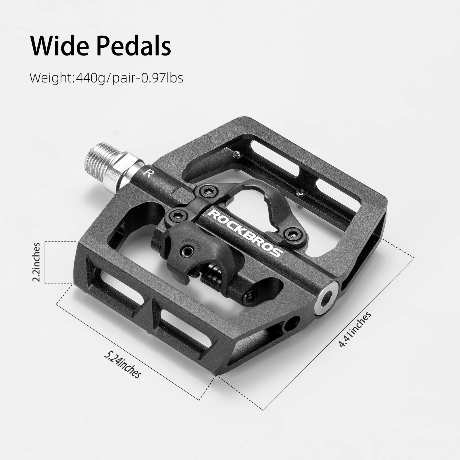 ROCKBROS MTB Aluminum Bike Pedals Compatible with SPD - ROCKBROS