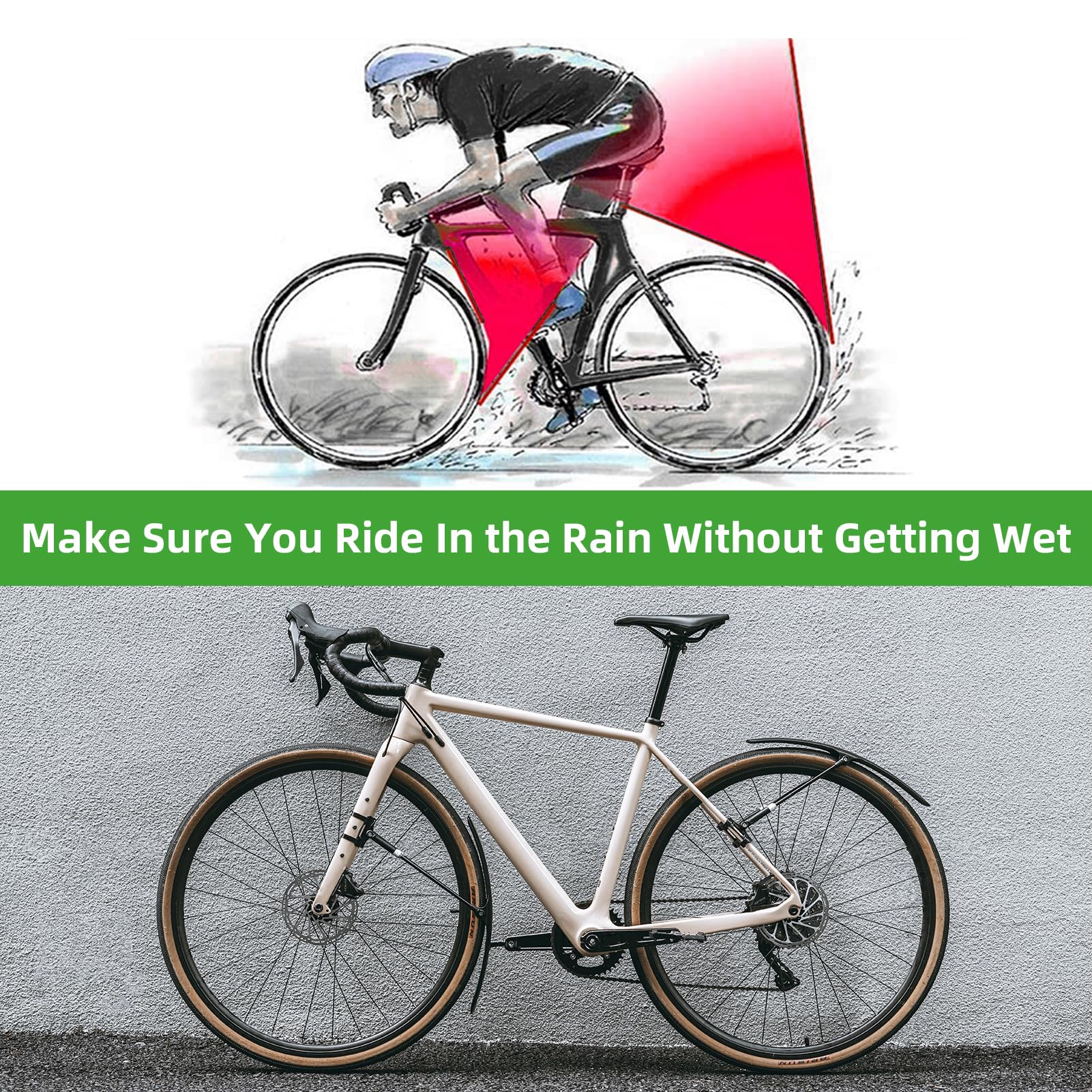 ROCKBROS Adjustable Bike Fenders Set for Road Bikes Easy Install - ROCKBROS