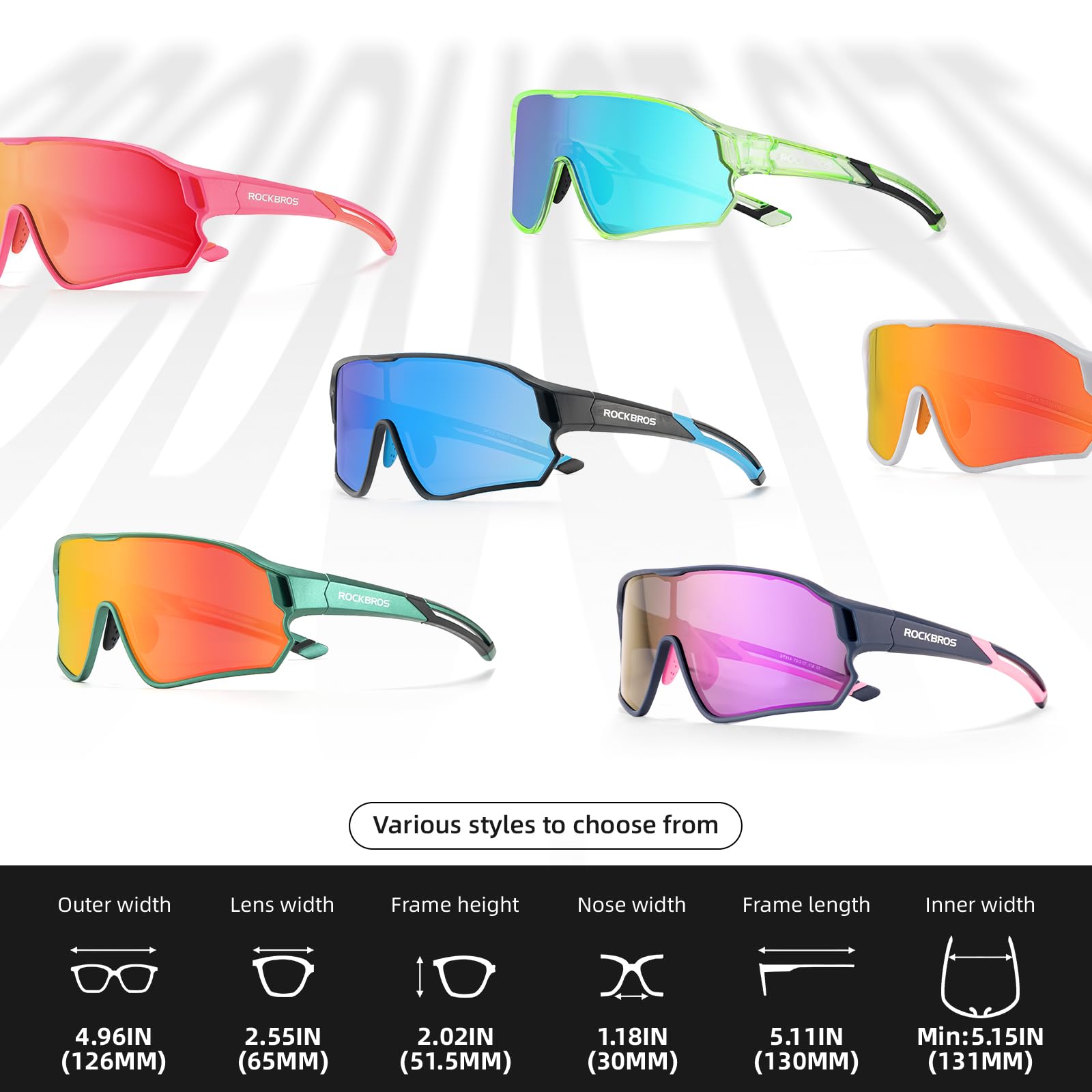 rockbros polarized sunglasses in a variety of colors#color_transparent-green