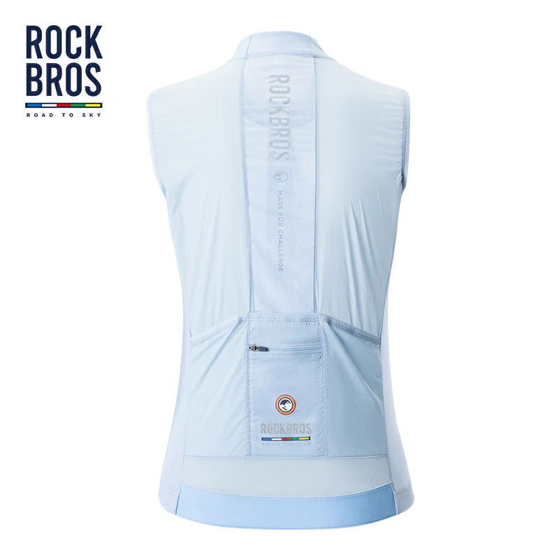 Light blue sleeveless jacket with 'RockBros' branding on a white background  #color_blue