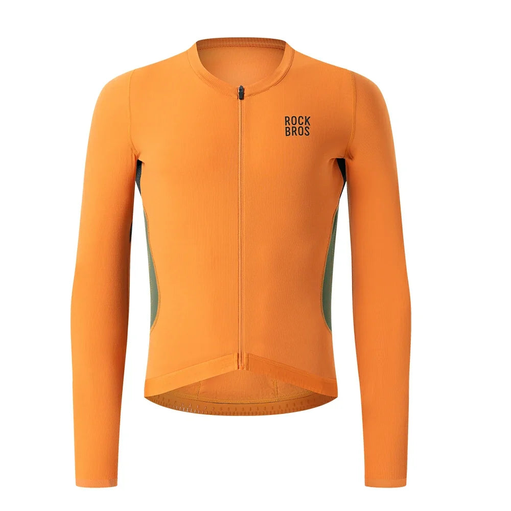 ROCKBROS lightweight long sleeve cycling jersey for road cycling #Color_Orange