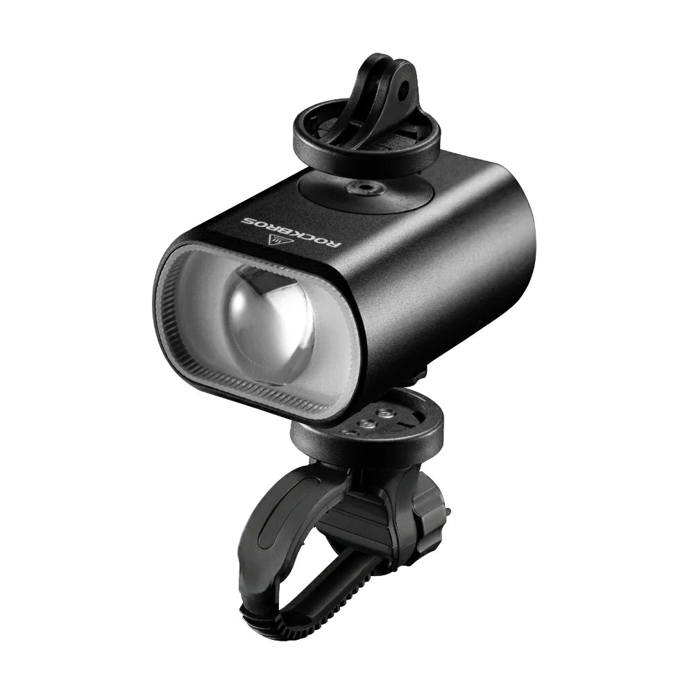 A black Rockros dome light with a clip-on mount, shown on a solid white background.