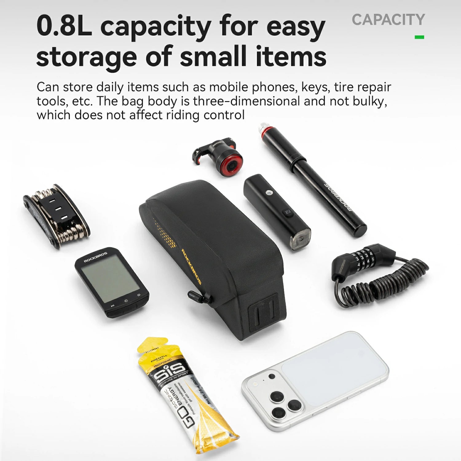 Magnetic Top Tube Bag 0.8L Water-Resistant Bike Frame Bag