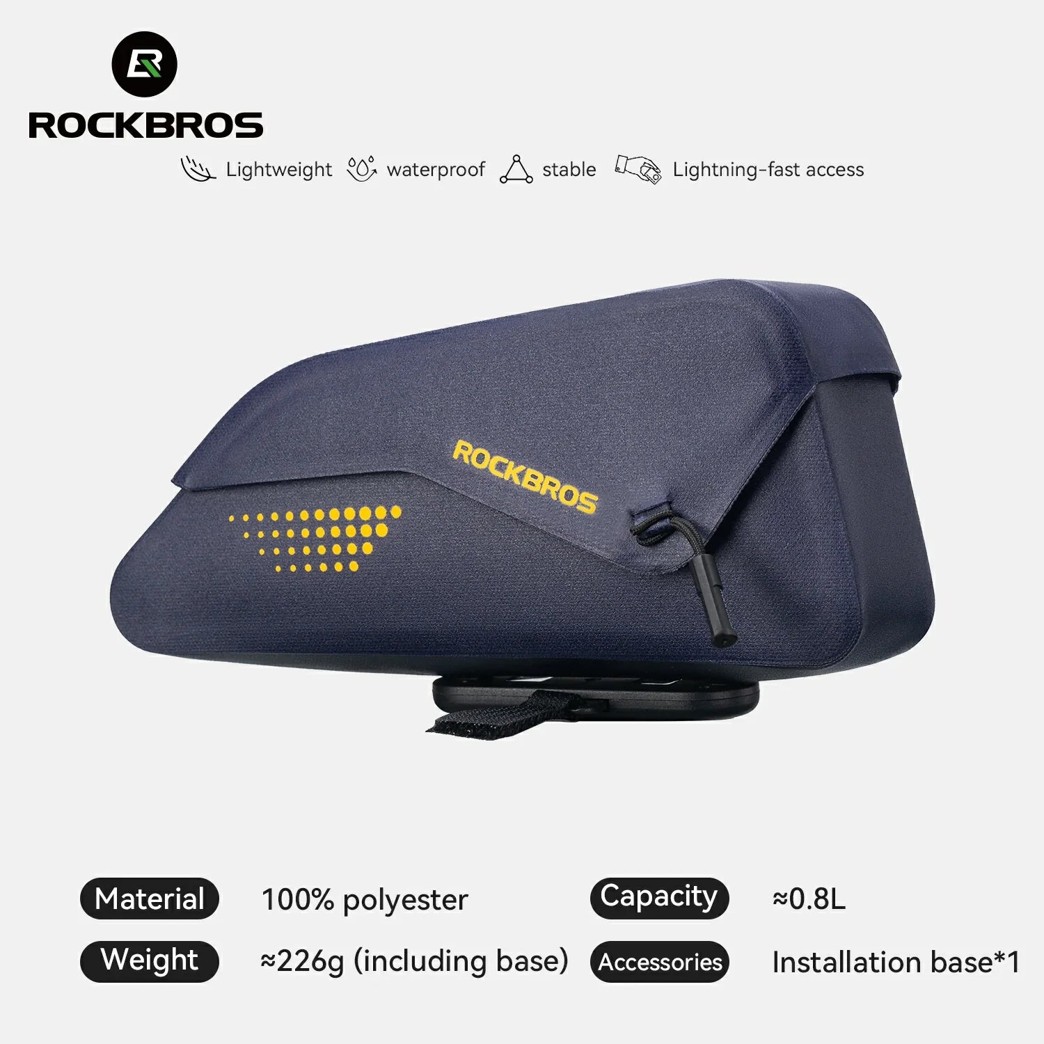 Magnetic Top Tube Bag Waterproof with Quick Access Mount For Gravel Bike