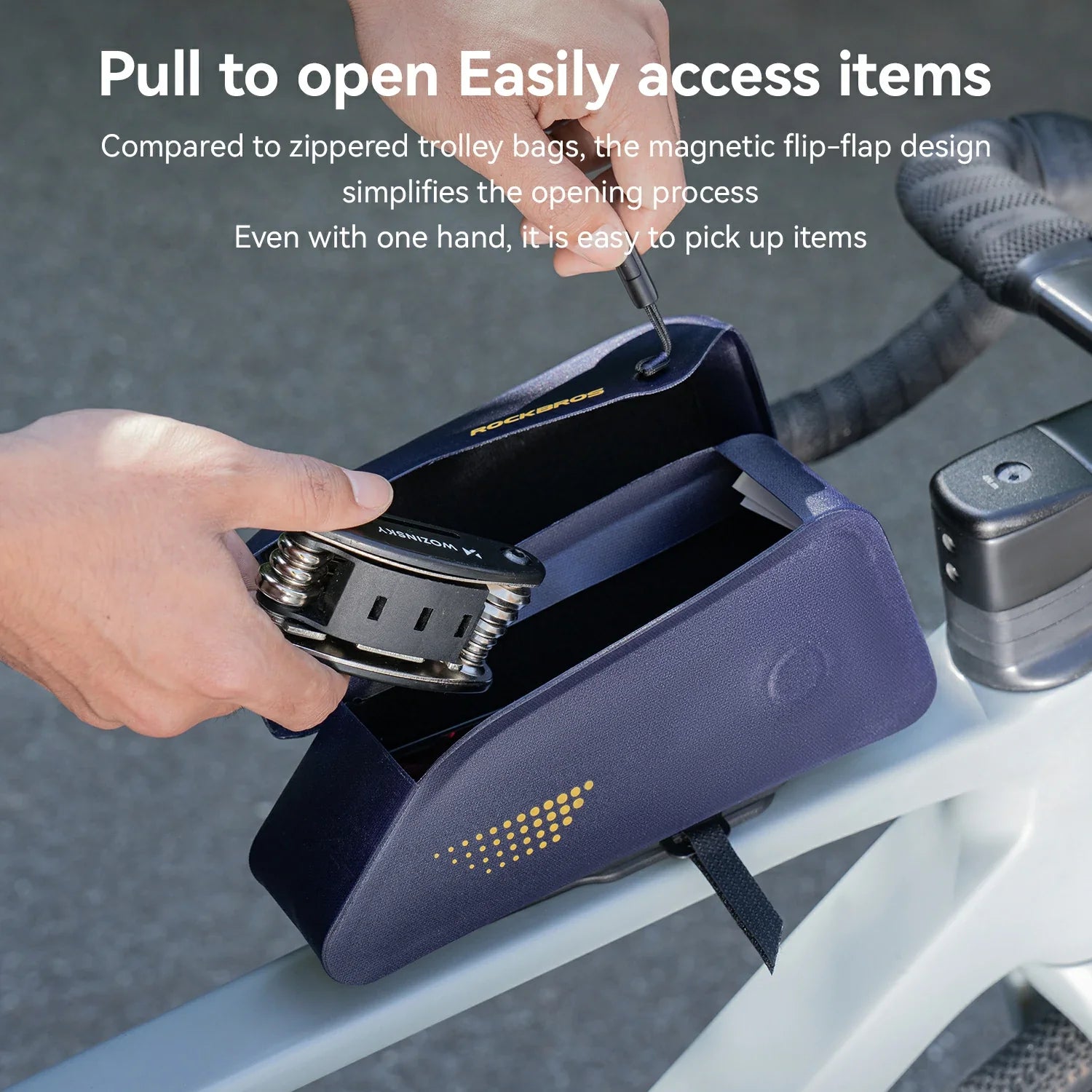 Magnetic Top Tube Bag Waterproof with Quick Access Mount For Gravel Bike