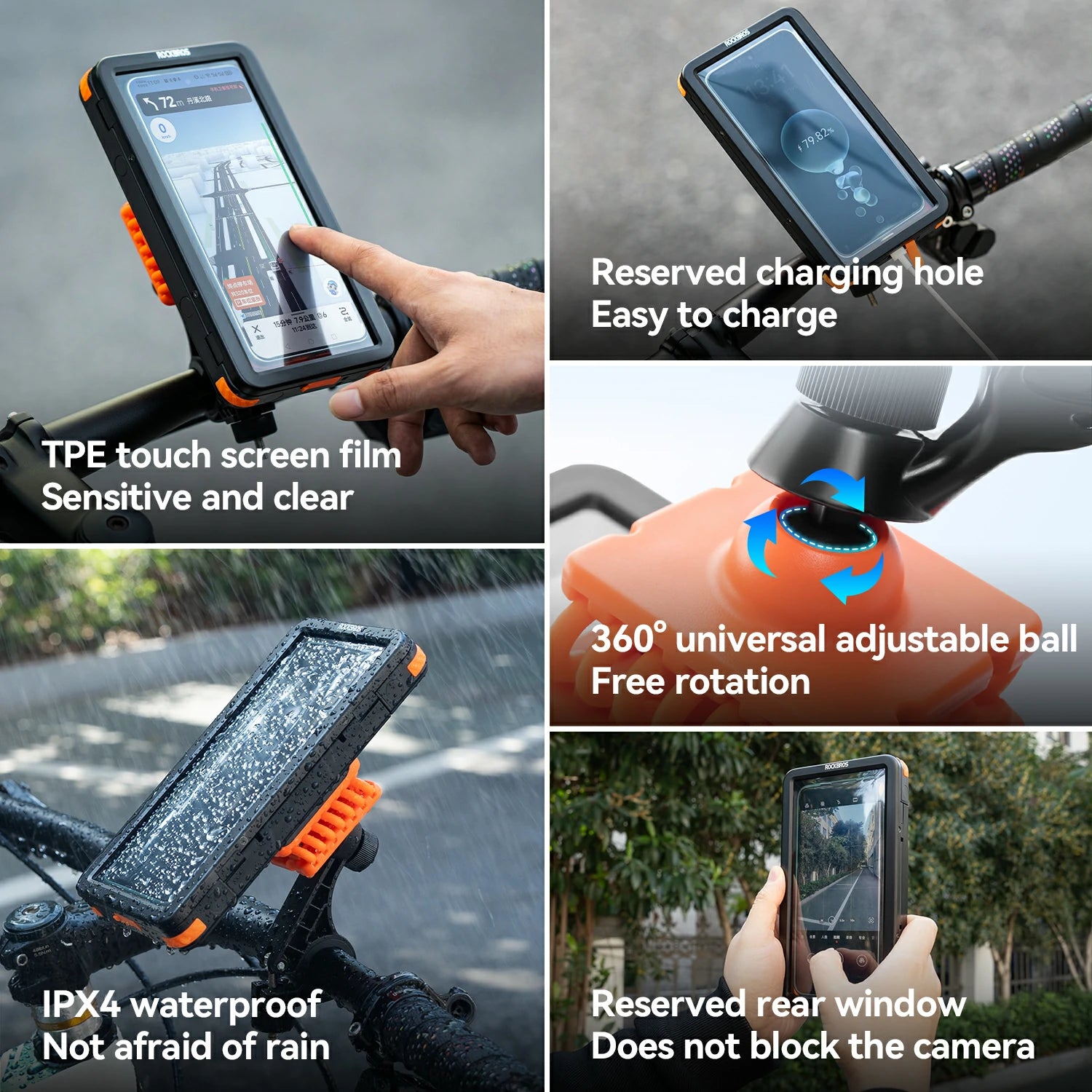 Phone holder with various features highlighted on a blurred background