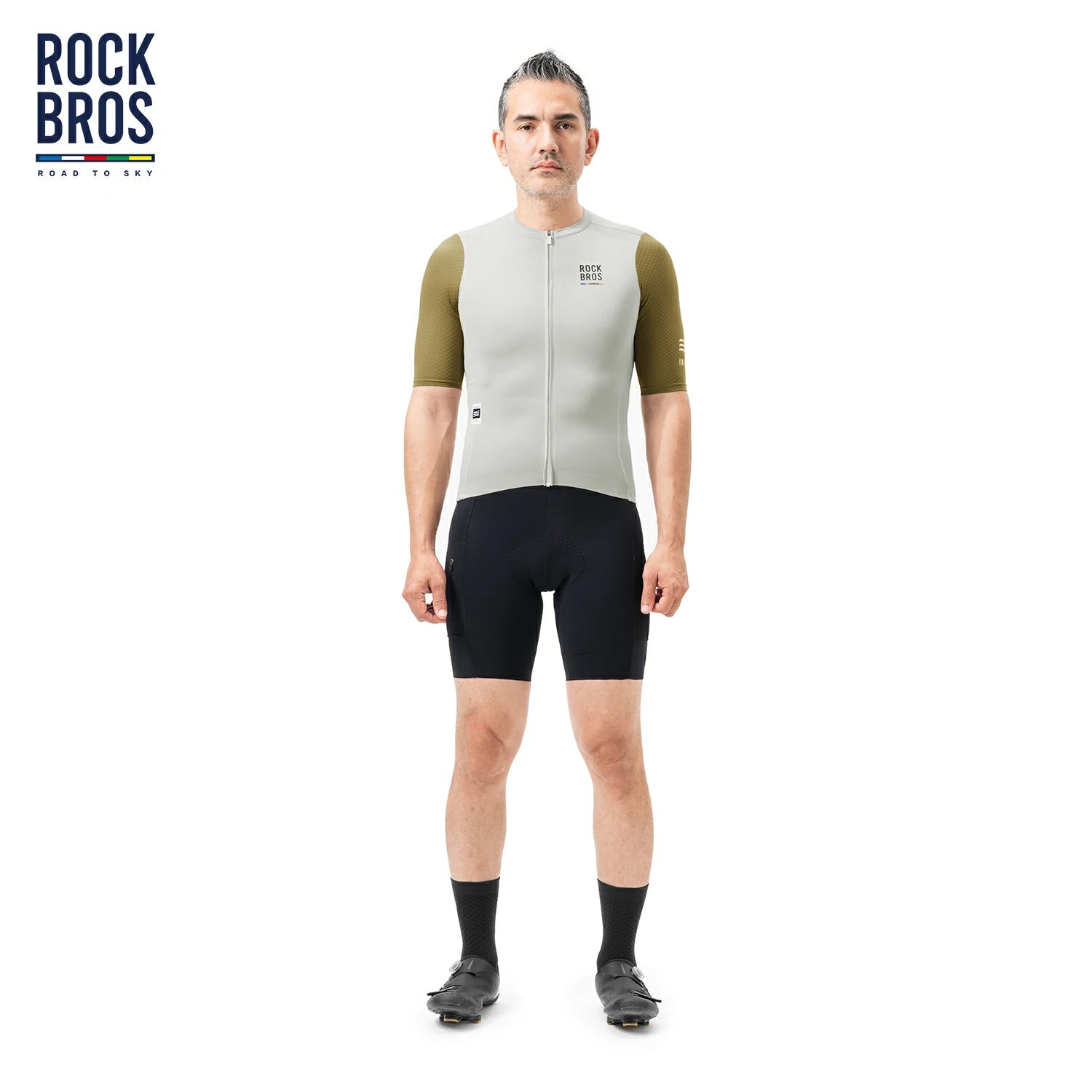 Breathable men's bike jersey for road cycling in gray #Color_Gray