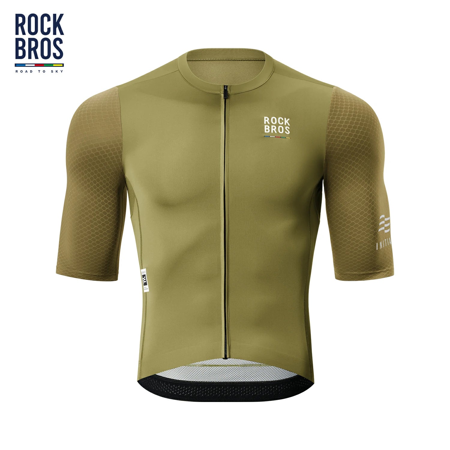 Lightweight men's road cycling jersey with three rear pockets in green #Color_Green