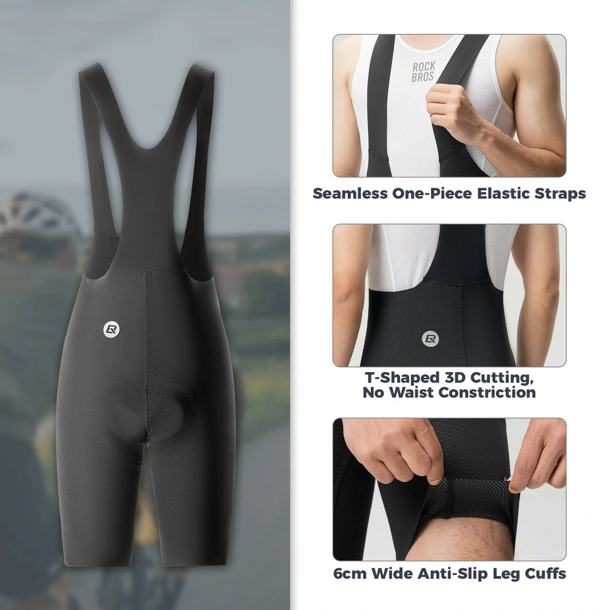 Men's Cycling Bib Shorts Breathable | Bicycle Pants - ROCKBROS