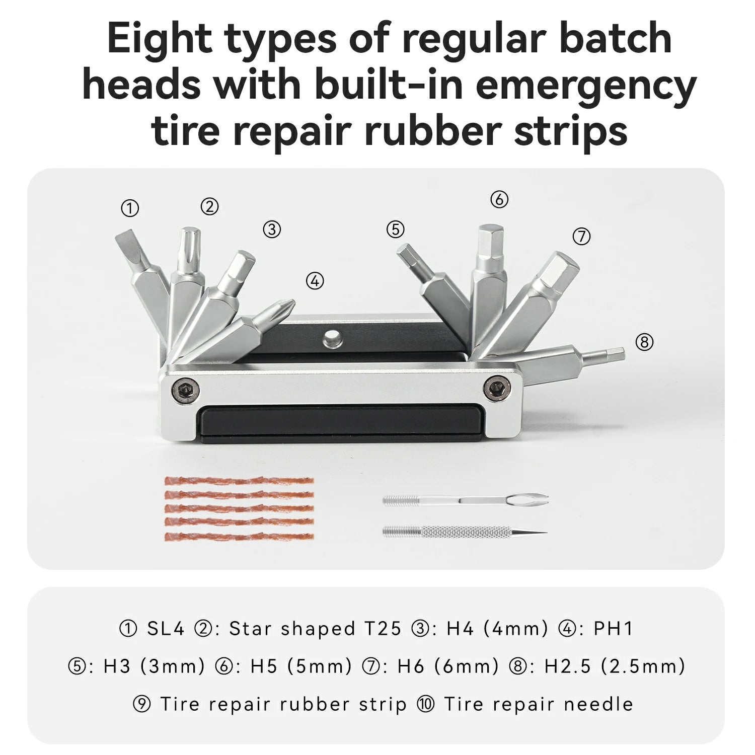 Bike Tool 8 in 1 Alloy Repair Kit  with Tire Repair Strips