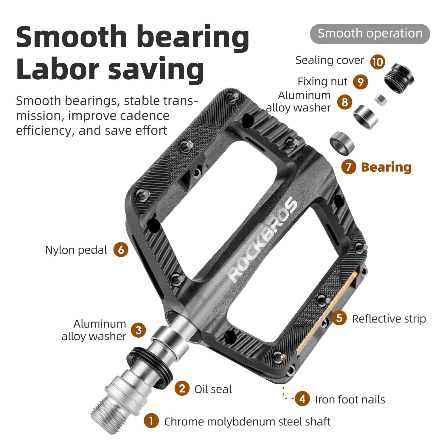 Nylon Bike Pedal Orange