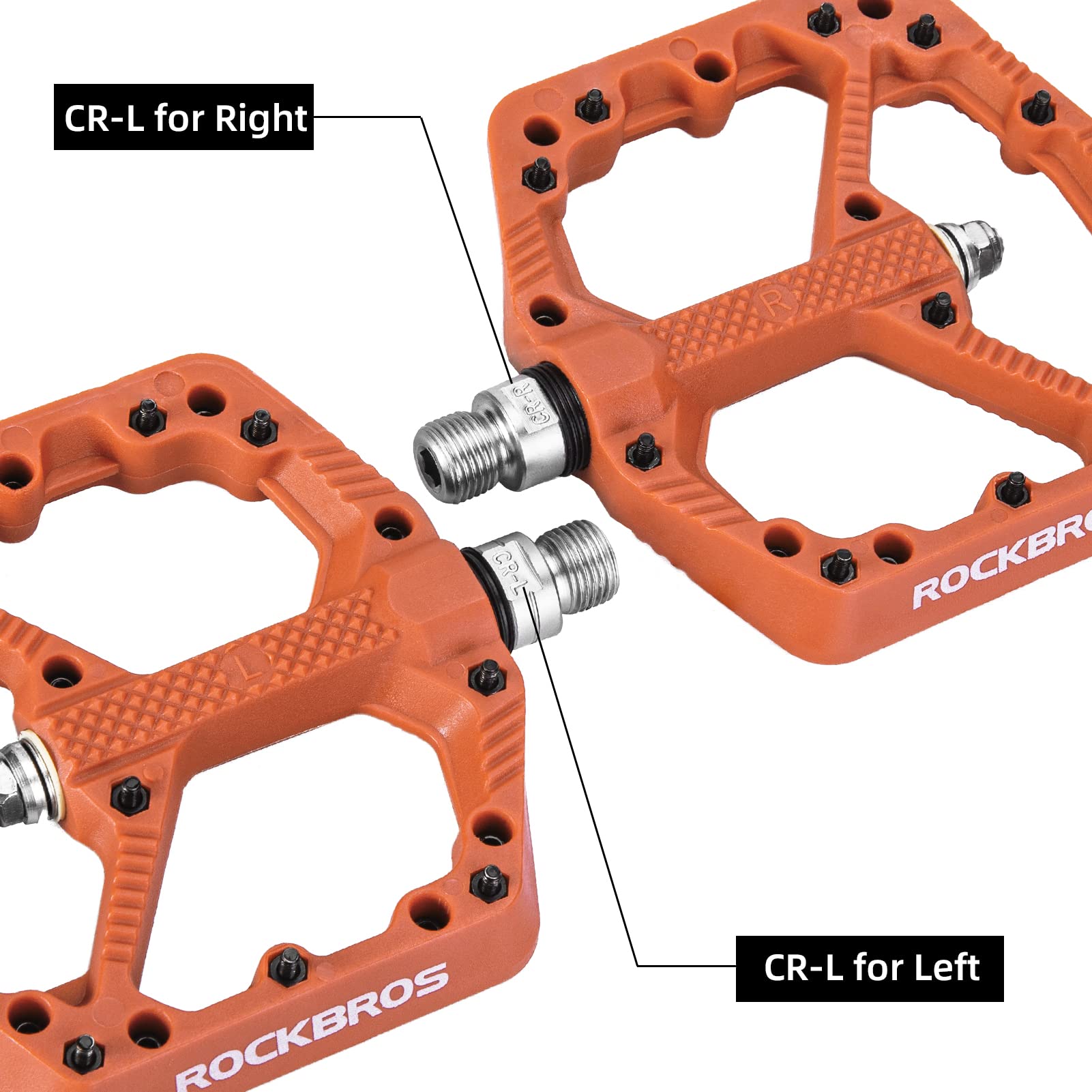 ROCKBROS Mountain Bike Pedals Flat MTB Pedals Nylon Fiber Bicycle Platform Pedals - ROCKBROS