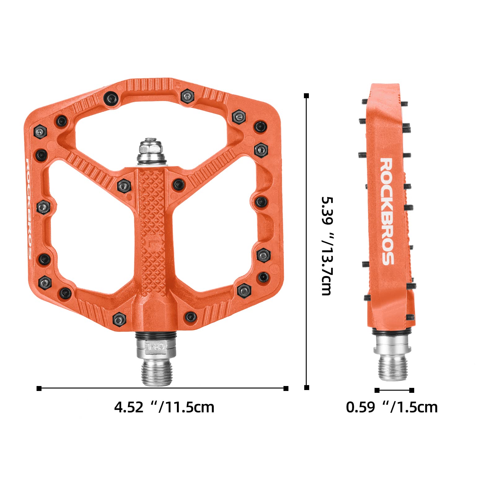 ROCKBROS Mountain Bike Pedals Flat MTB Pedals Nylon Fiber Bicycle Platform Pedals - ROCKBROS