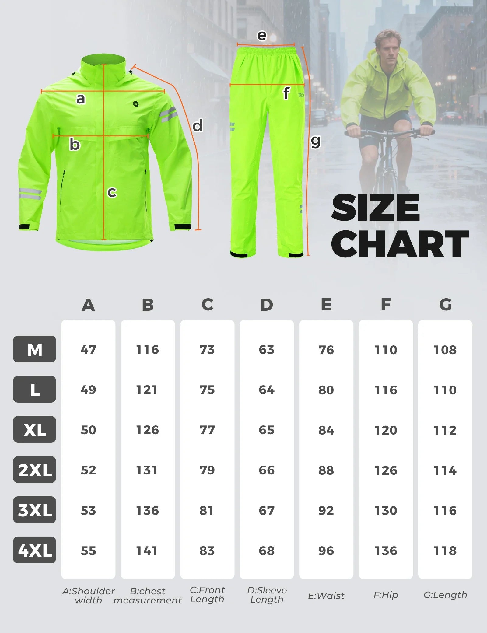 Rockbros waterproof cycling rain suit worn in wet weather conditions