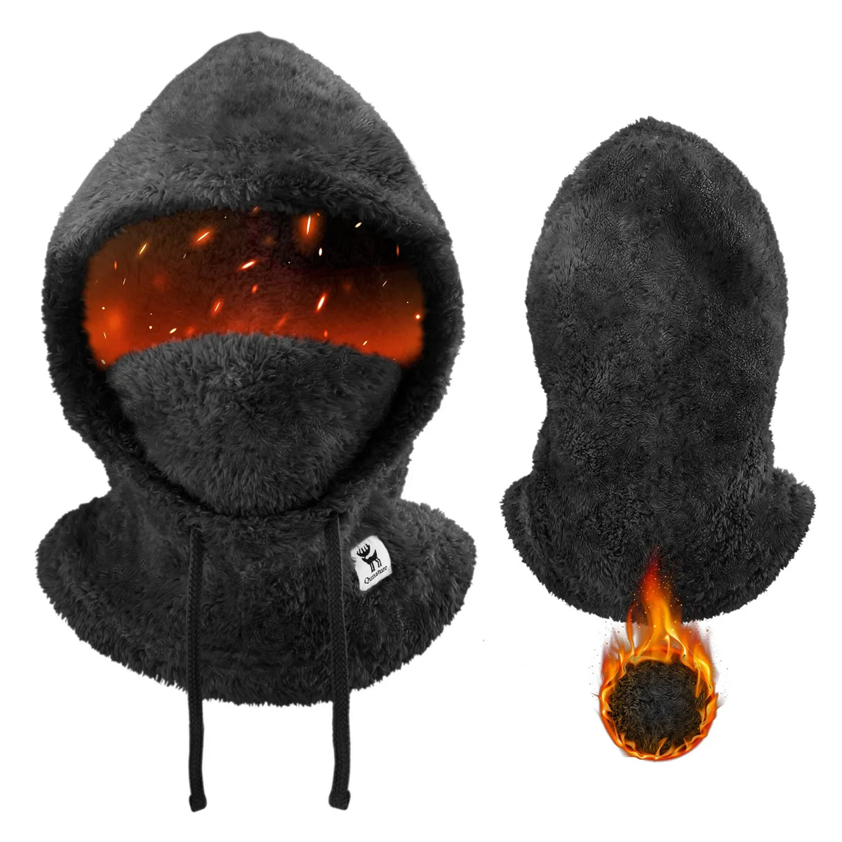 Qunature Thermal Fleece Helmet Liner – Windproof Balaclava Hood for Sk