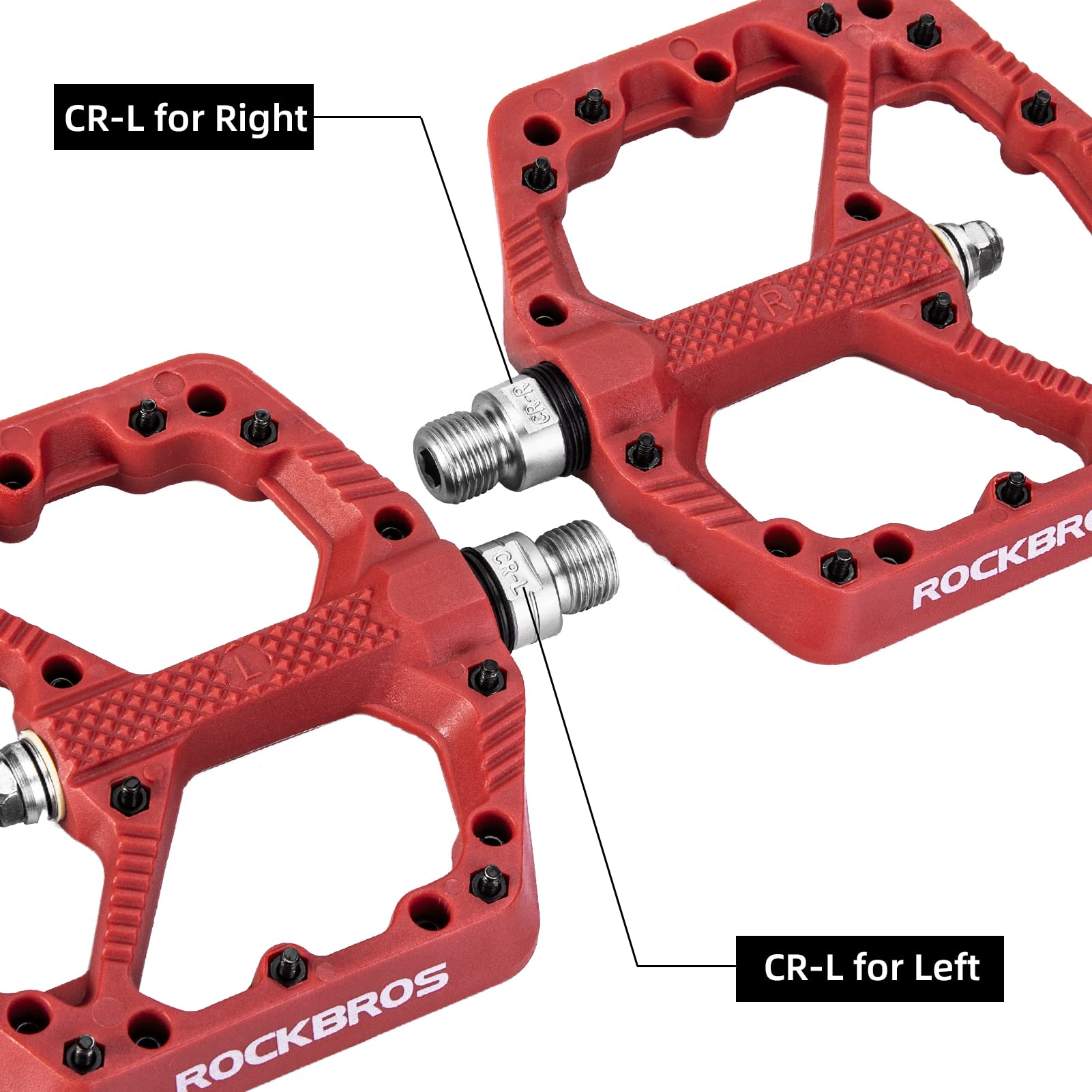 ROCKBROS Mountain Bike Pedals Flat MTB Pedals Nylon Fiber Bicycle Platform Pedals - ROCKBROS