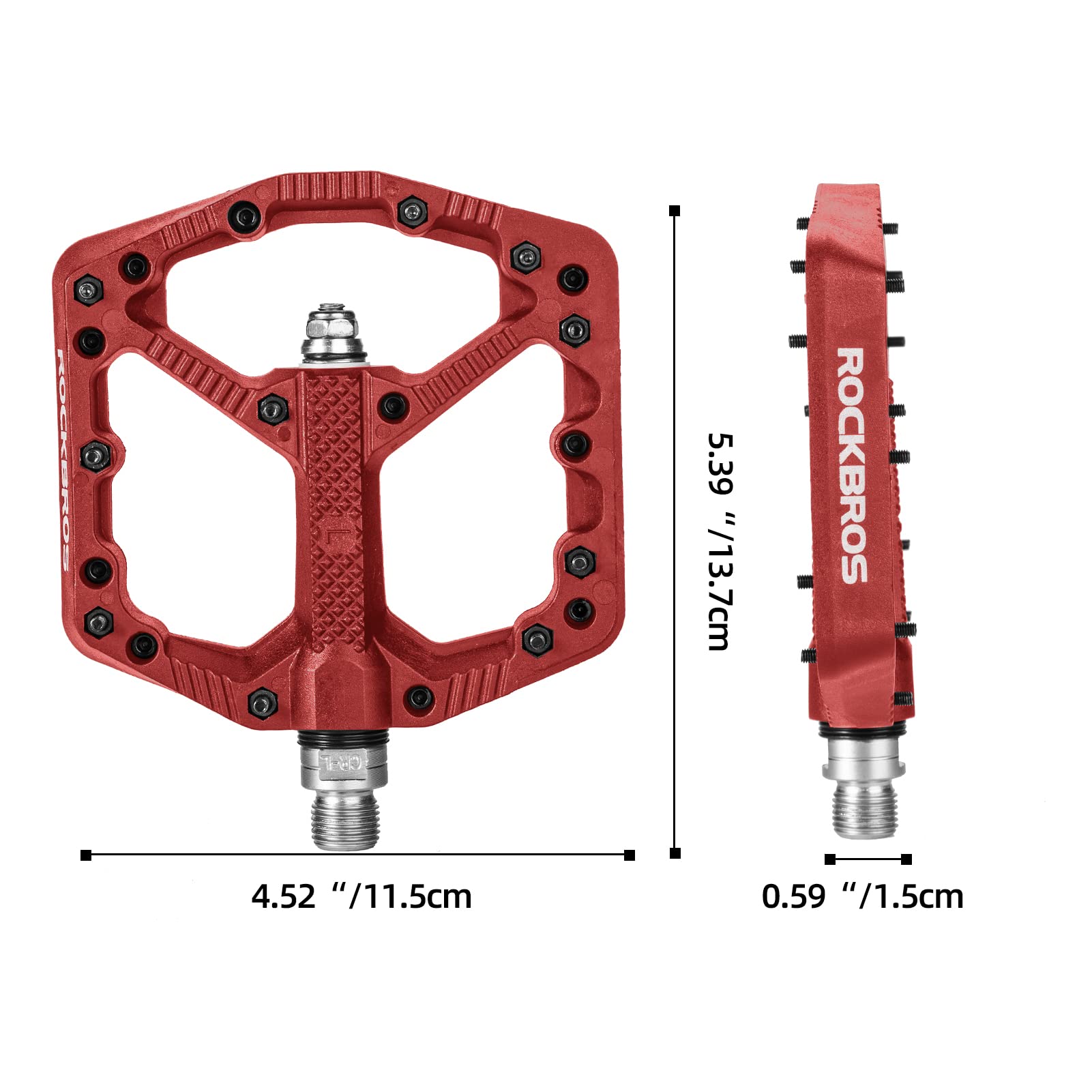 ROCKBROS Mountain Bike Pedals Flat MTB Pedals Nylon Fiber Bicycle Platform Pedals - ROCKBROS