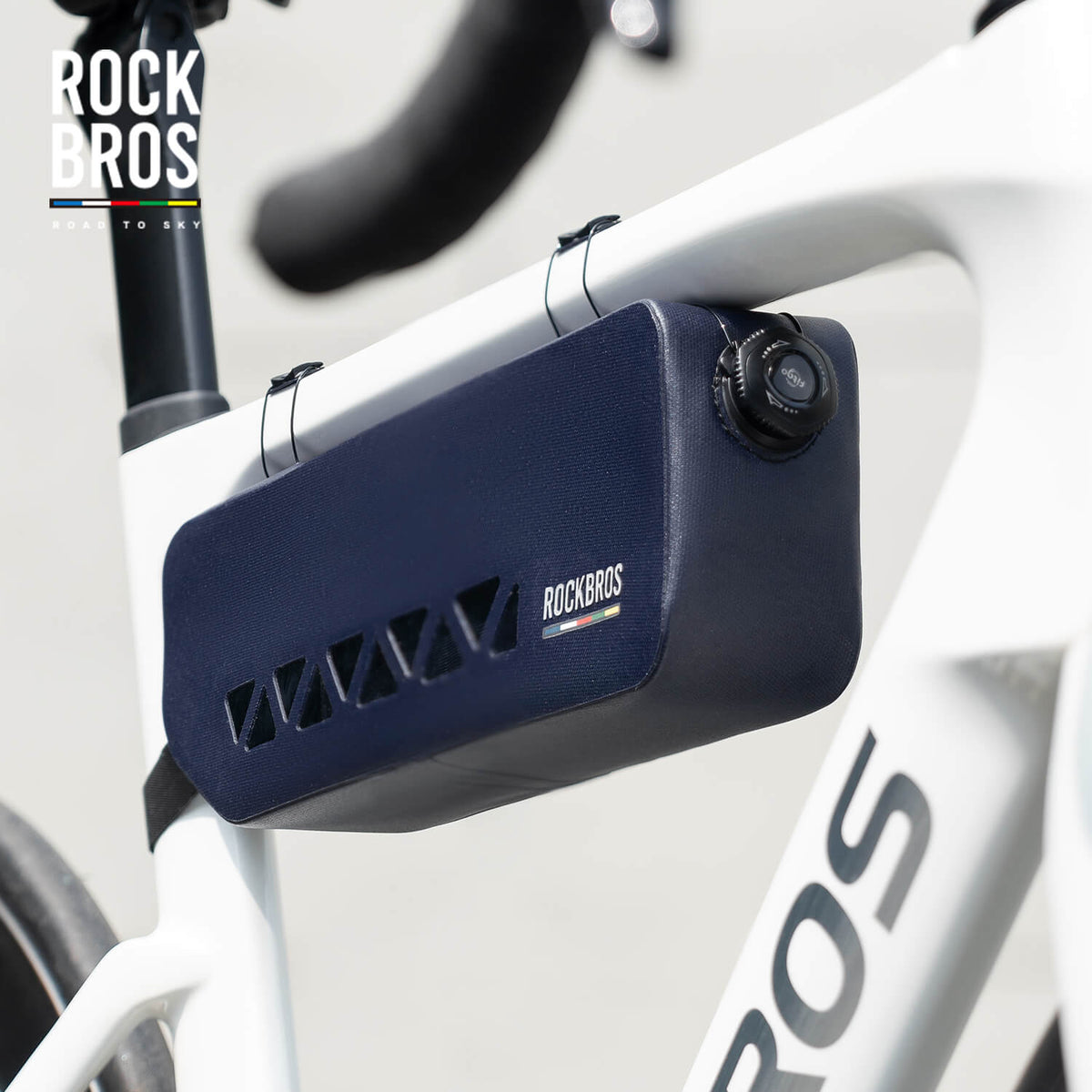 ROCKBROS 100% Waterproof Bike Frame Bag 1.7L Road-to-Sky, Blue