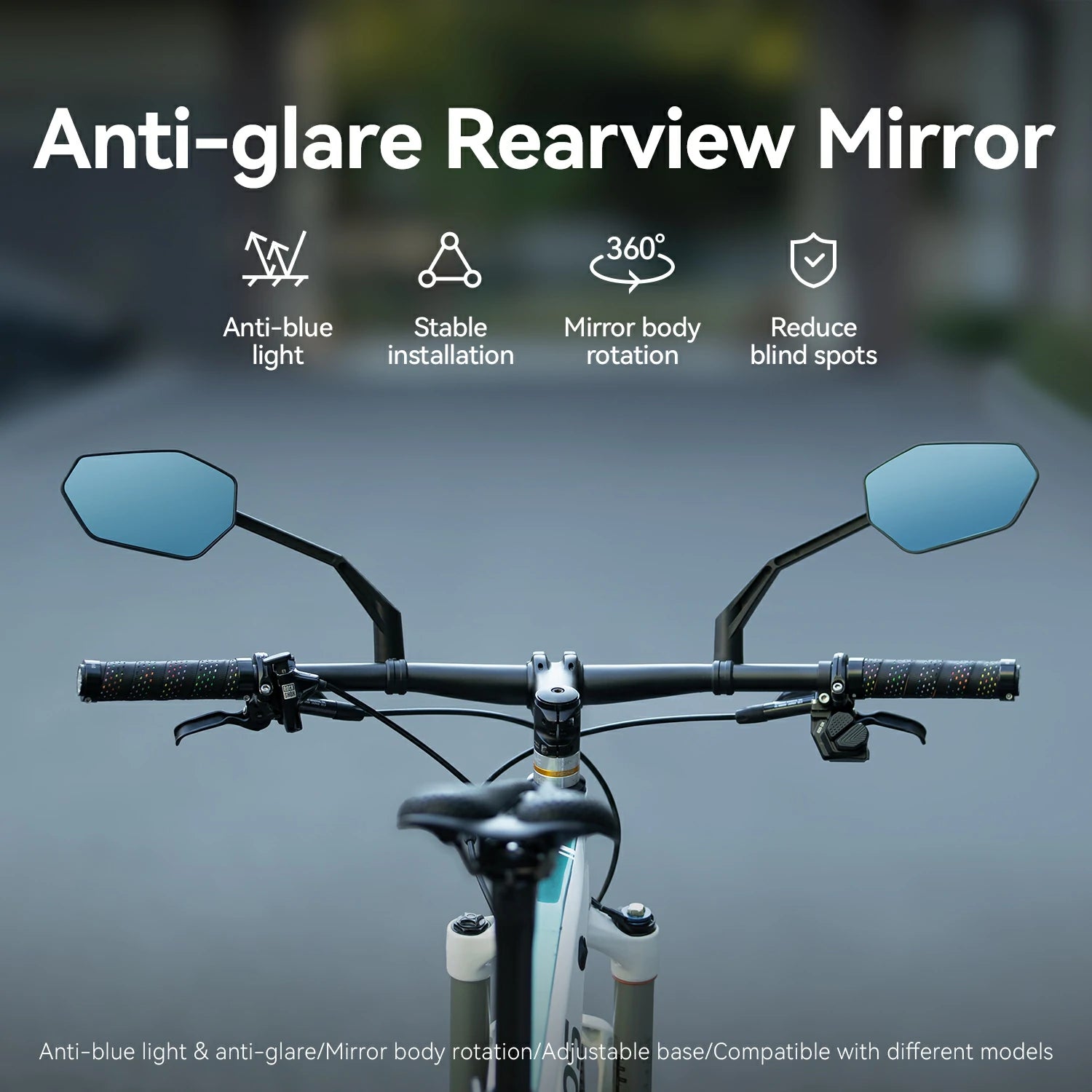 ROCKBROS Adjustable Handlebar Bike Rearview Mirror Mirror with Anti-Glare Glass
