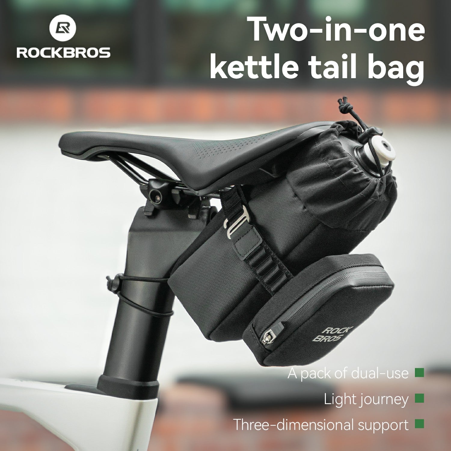 lightweight bike tail bag compact water bottle holder#color_black