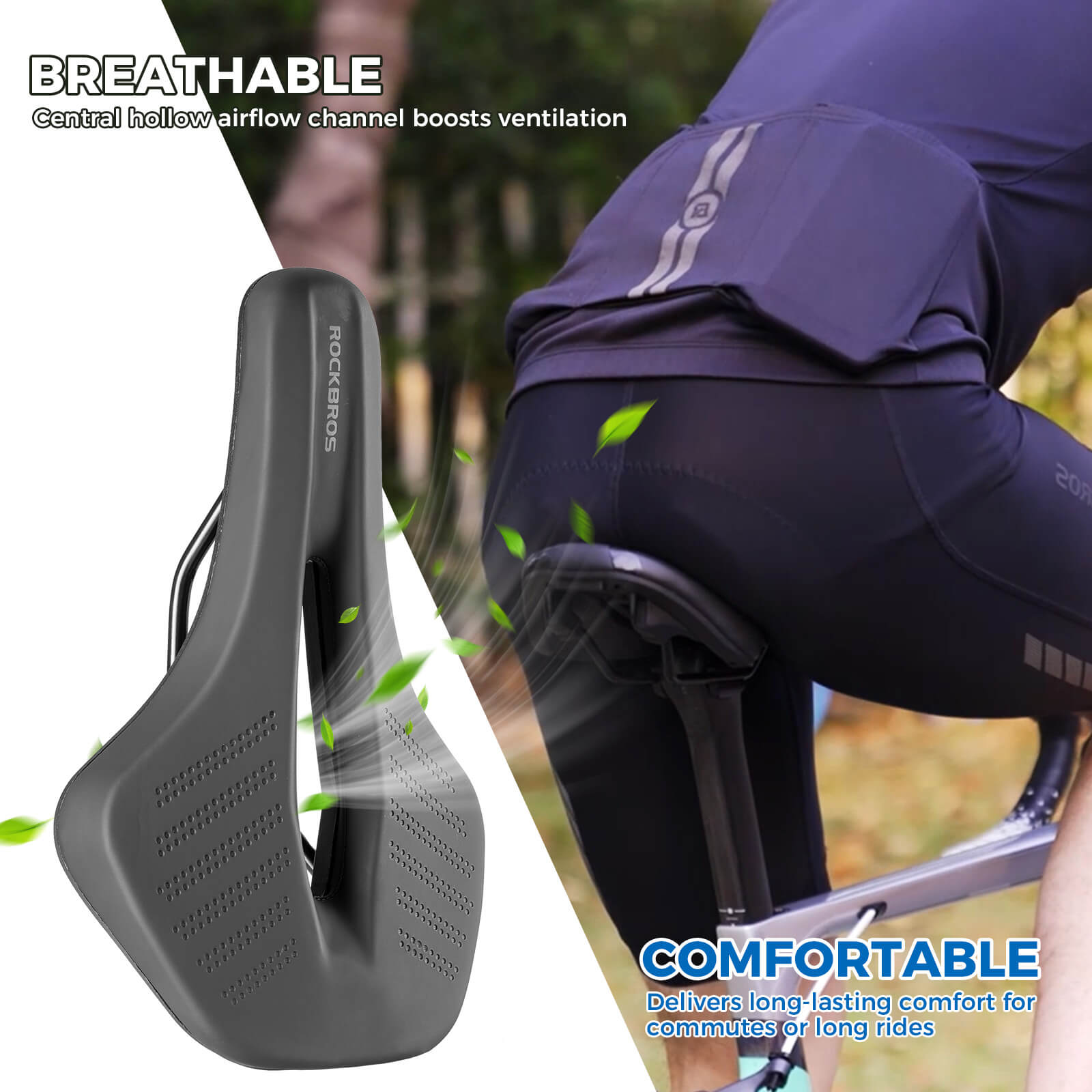 rockbros ultralight breathable bike saddle with hollow centre