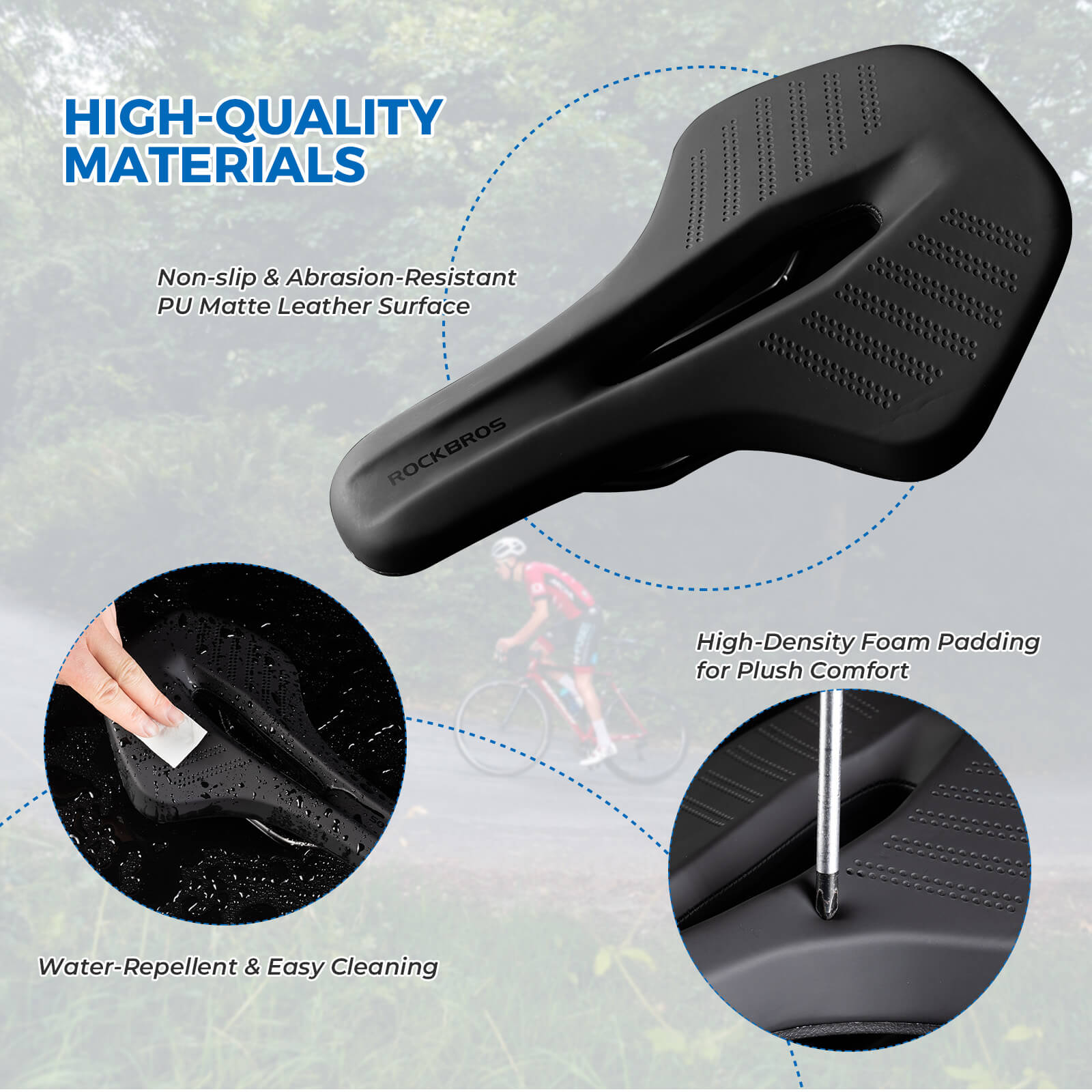 rockbros ultralight breathable bike saddle with hollow centre