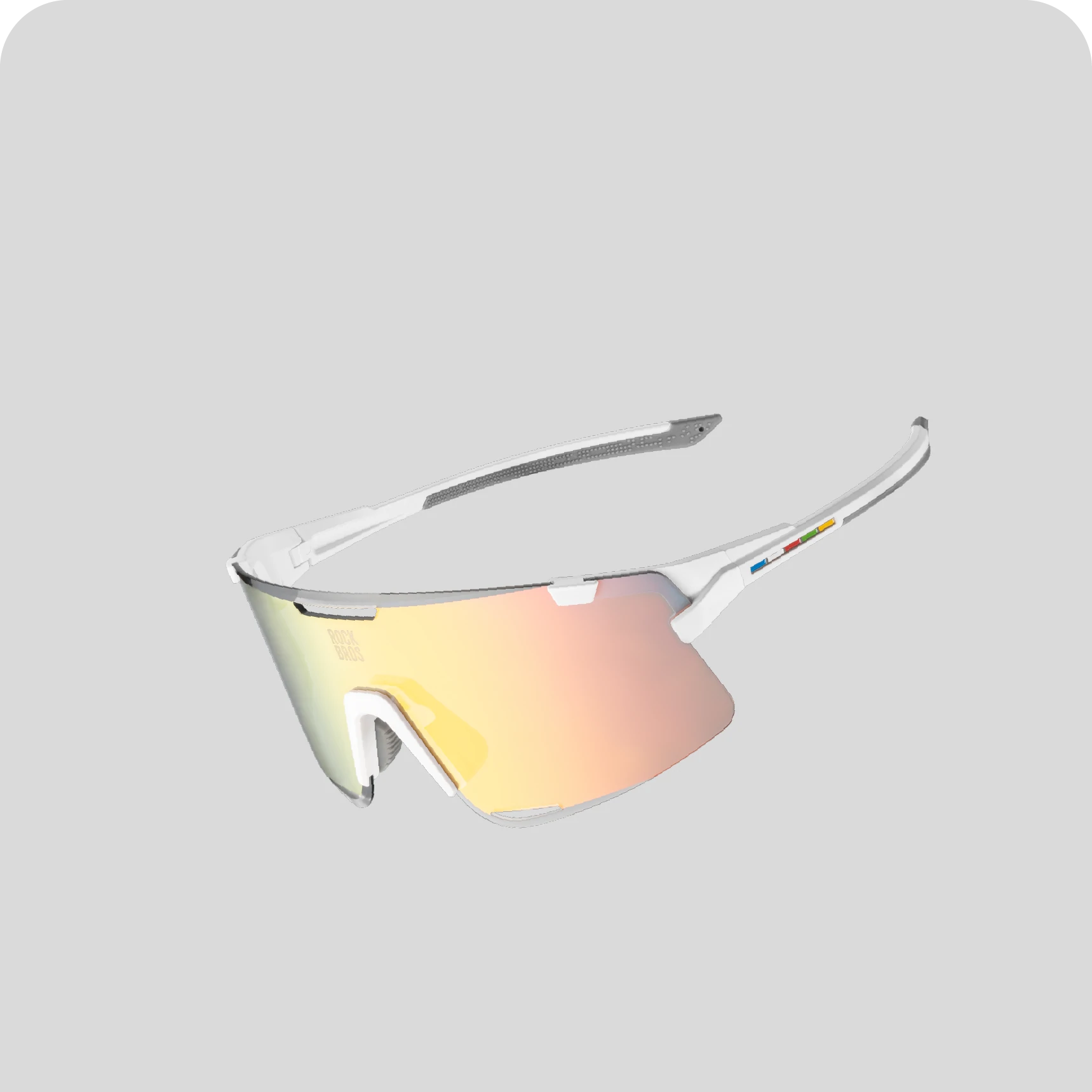ROCKBROS Sunglasses with a reflective lens on a light gray background