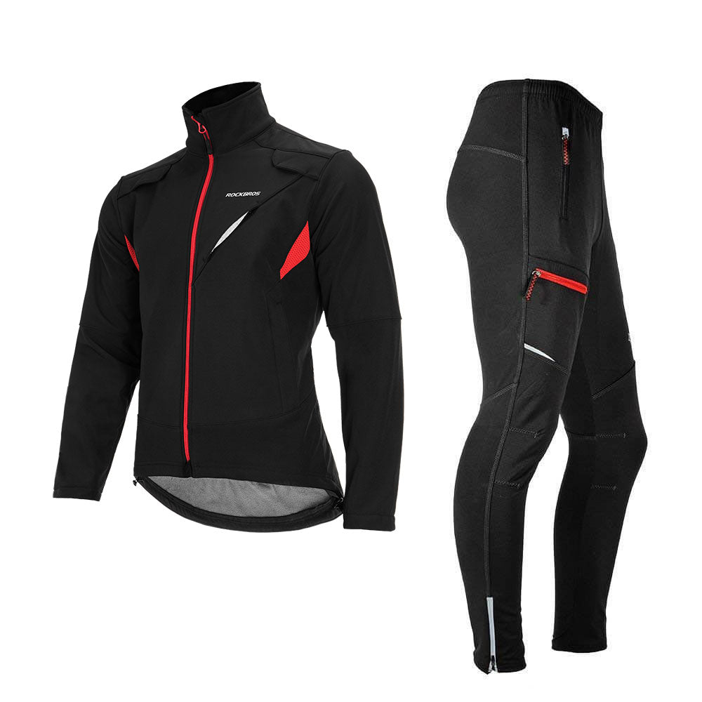 Black and red cycling suit with jacket and pants 