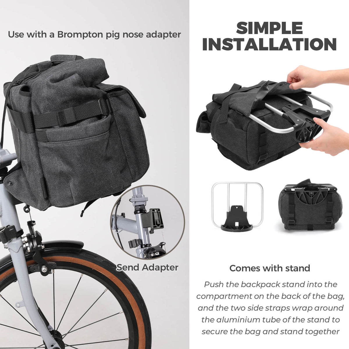 H46 Folding Bike Handlebar Bag & Backpack Combo
