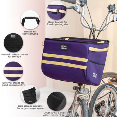 rockbros folding bike handlebar bag w016 multifunctional basket bag for convenient front storage