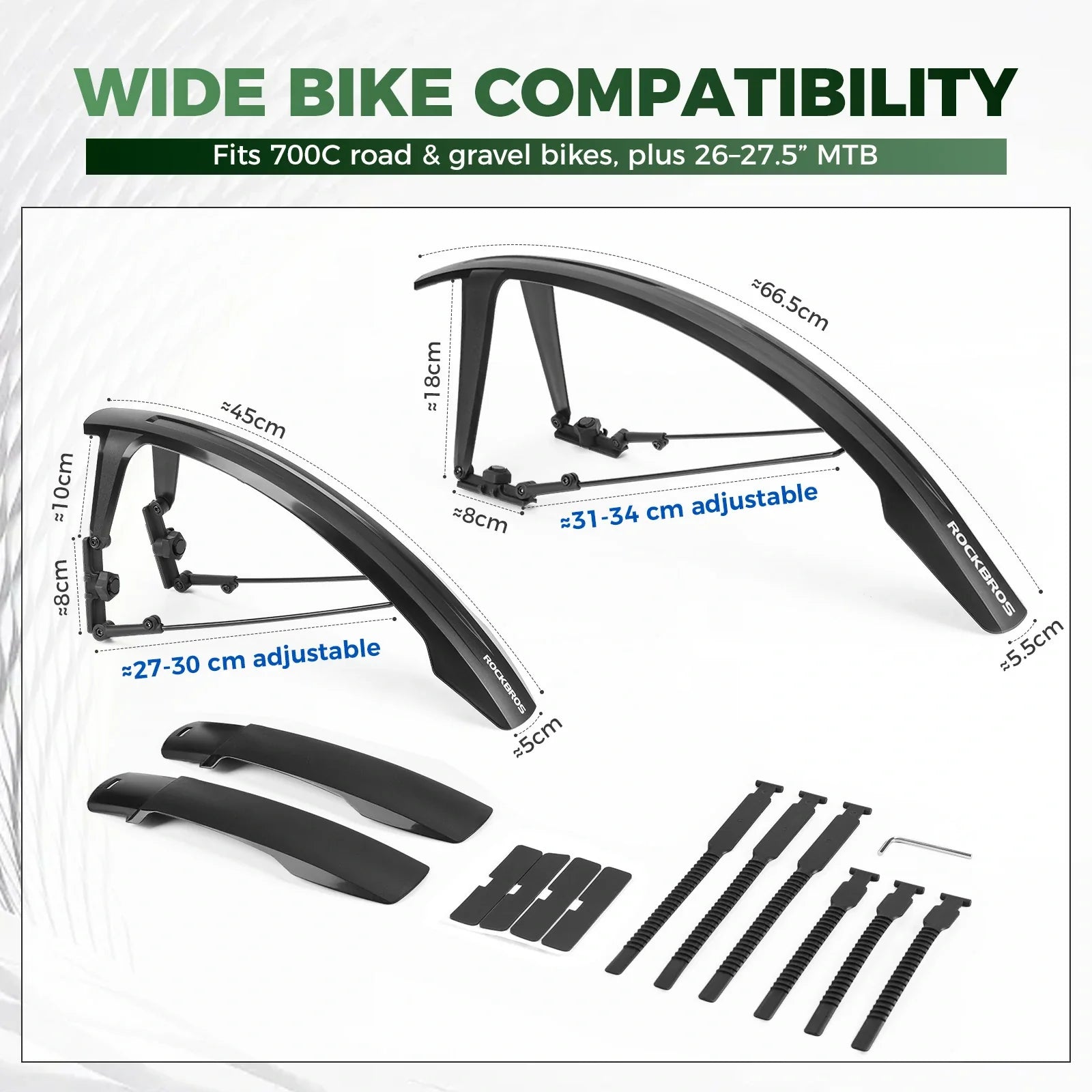 ROCKBROS front bike mudguard for road, gravel and MTB bikes