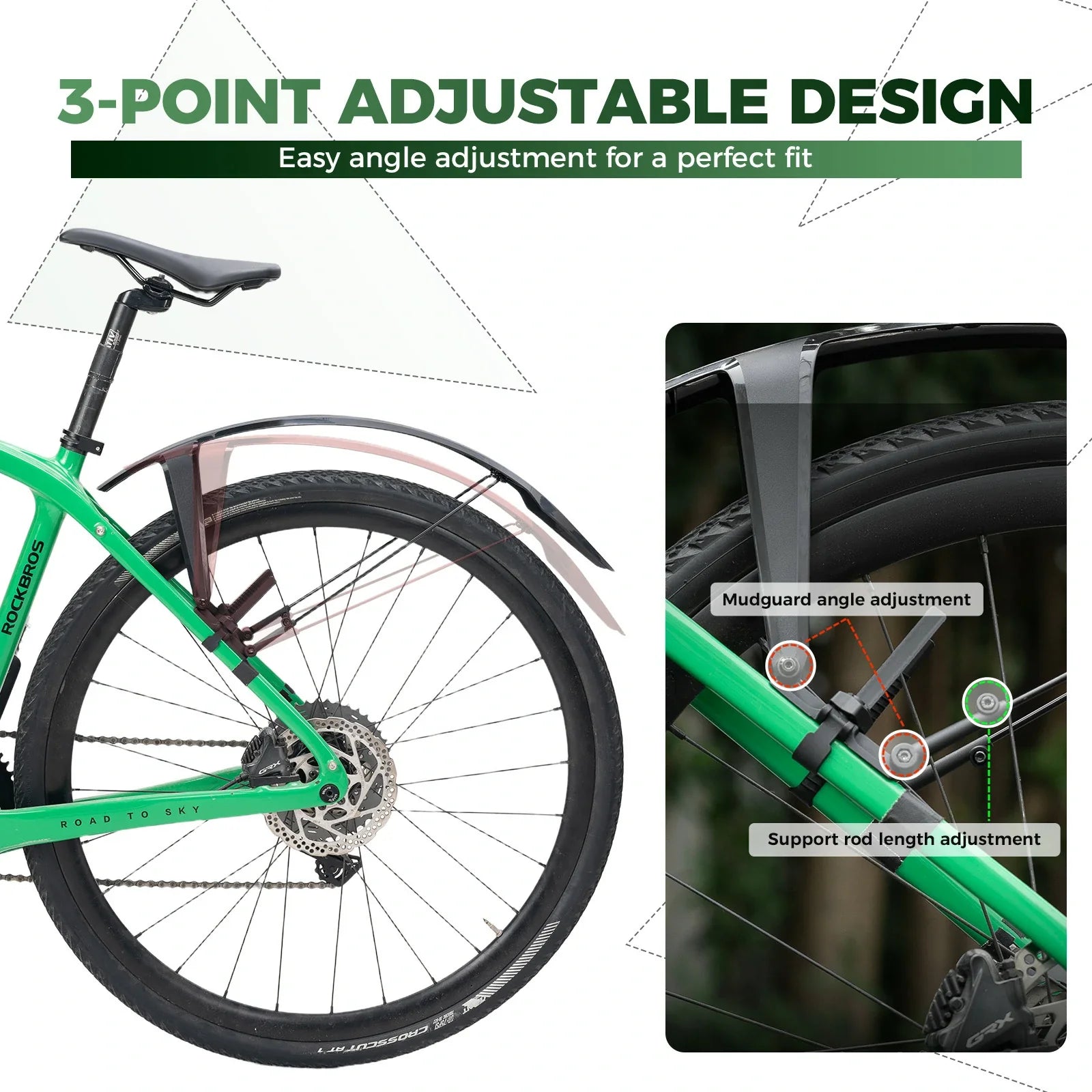 ROCKBROS front bike mudguard for road, gravel and MTB bikes