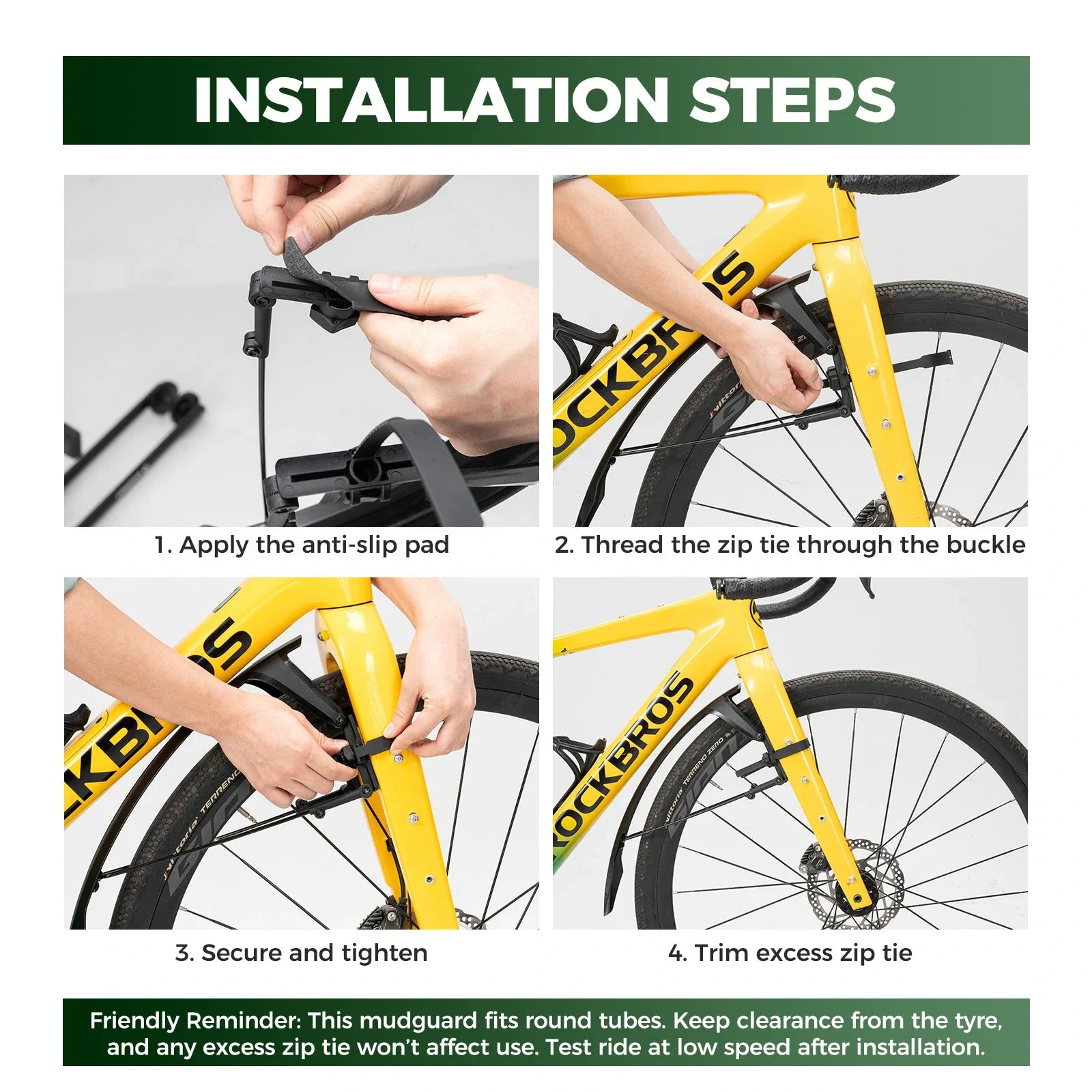 ROCKBROS front bike mudguard for road, gravel and MTB bikes