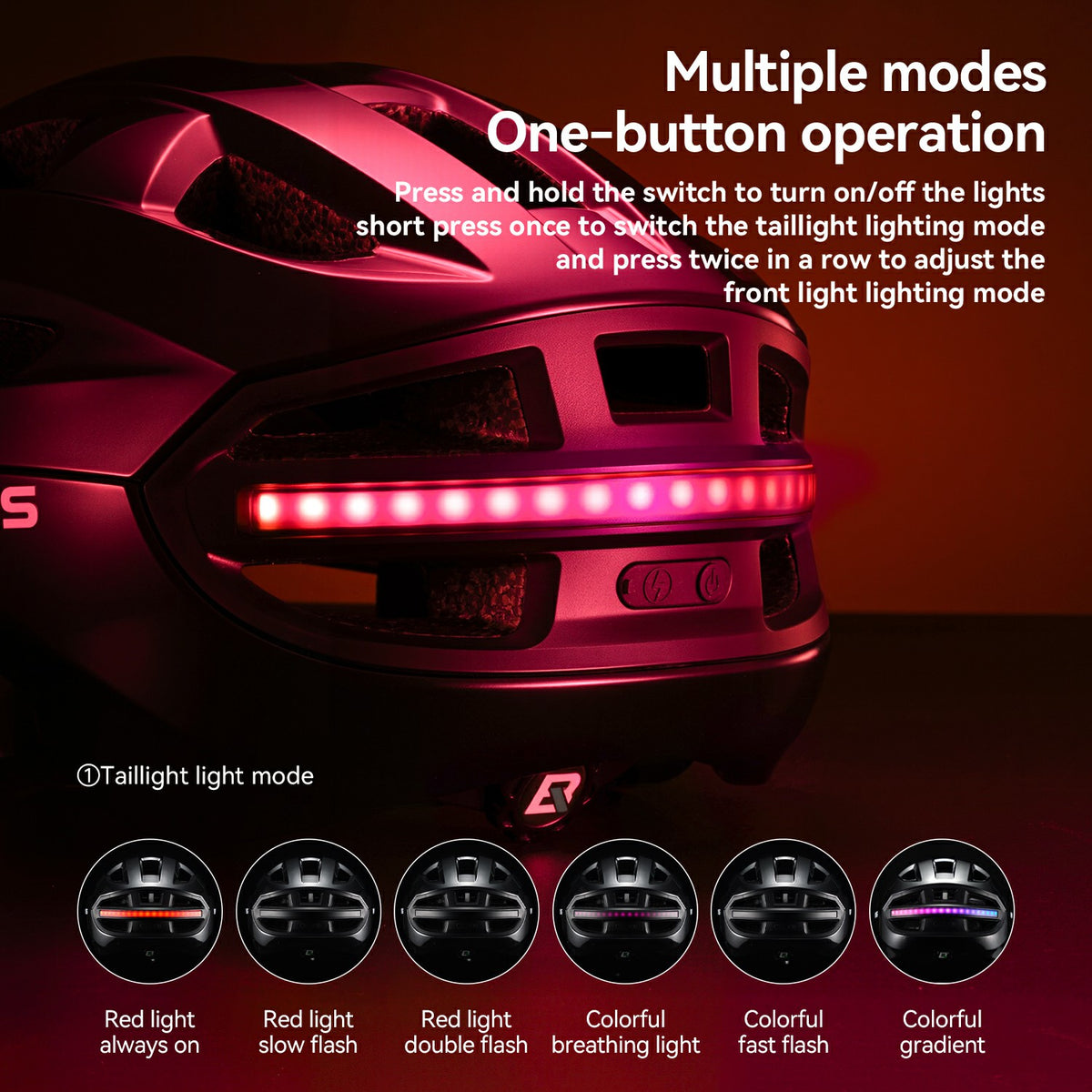ROCKBROS Steering Remote Smart Riding Helmet with Bike Headlight and ...