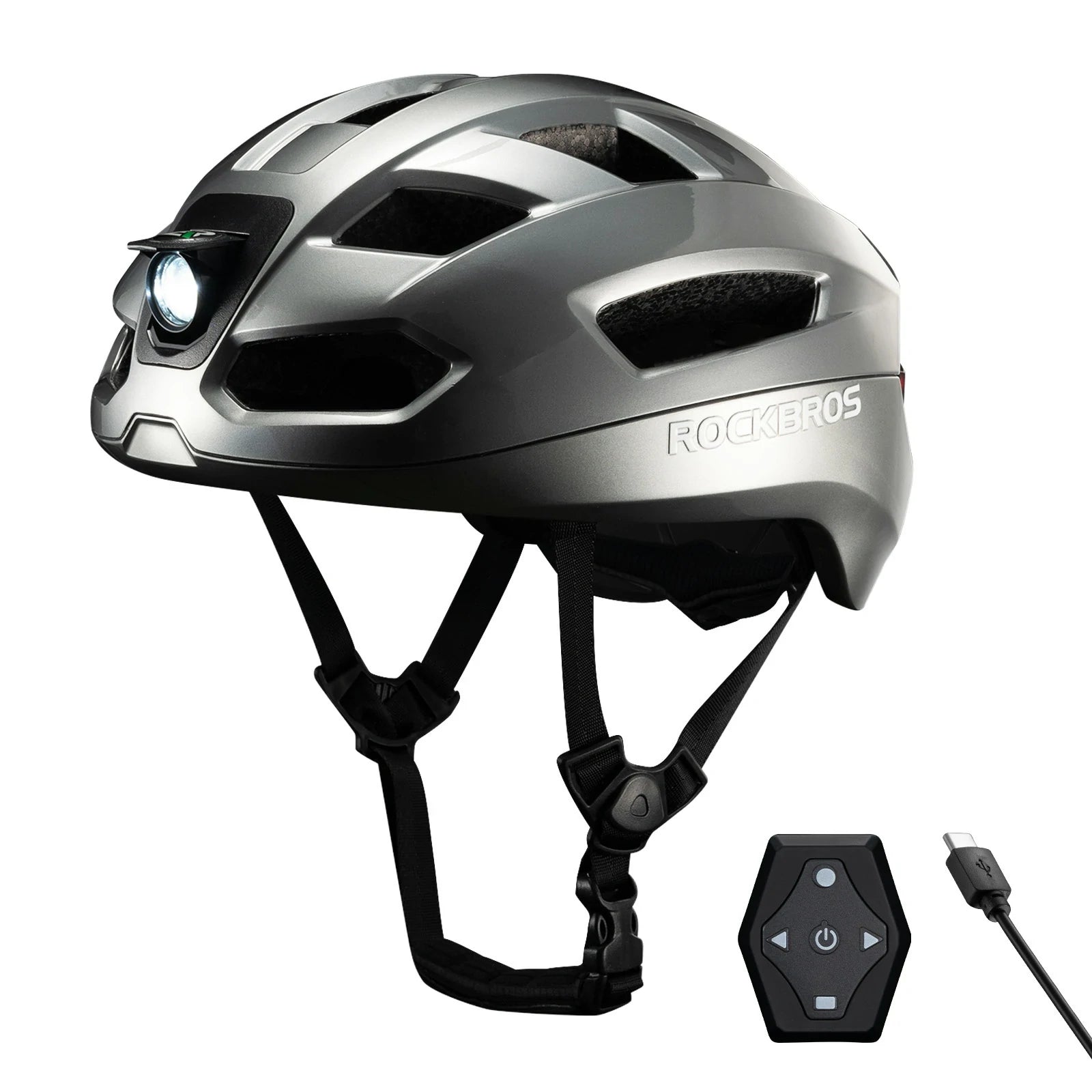 rockbros glowguard bike helmet#color_titanium