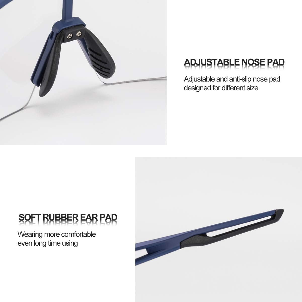 photochromic sunglasses with half frame design for outdoor#color_blue