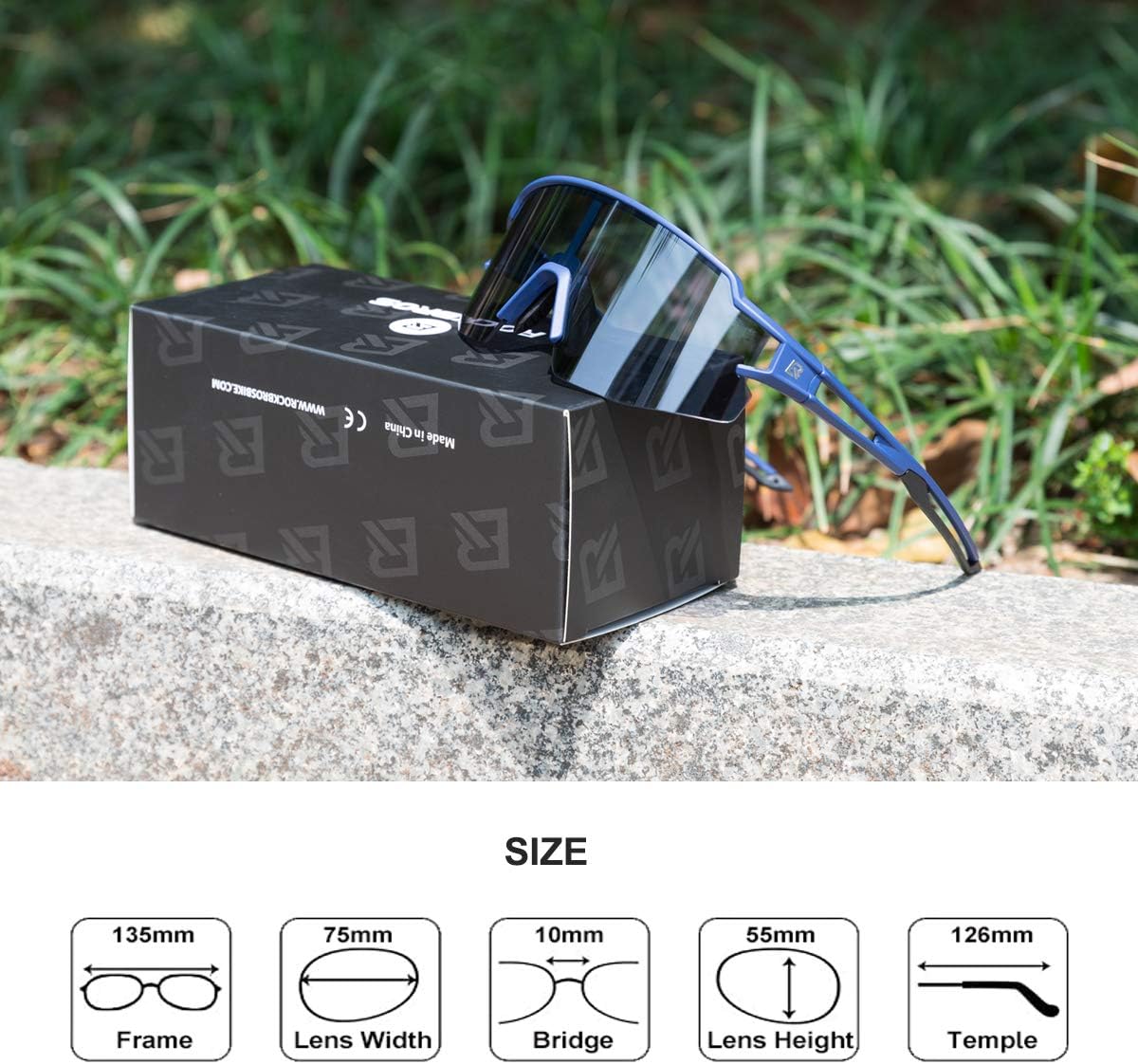 rockbros photochromic sports sunglasses lightweight and durable#color_blue