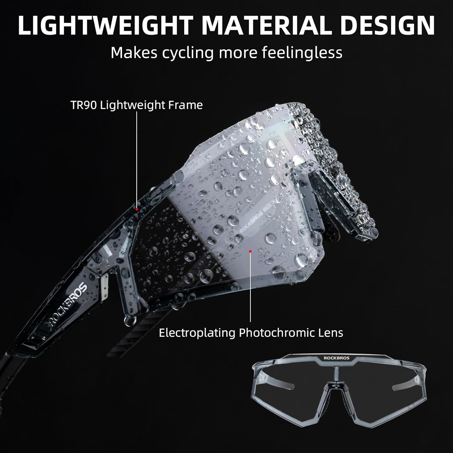 rockbros tr90 frame photochromic sunglasses for adults#color_white