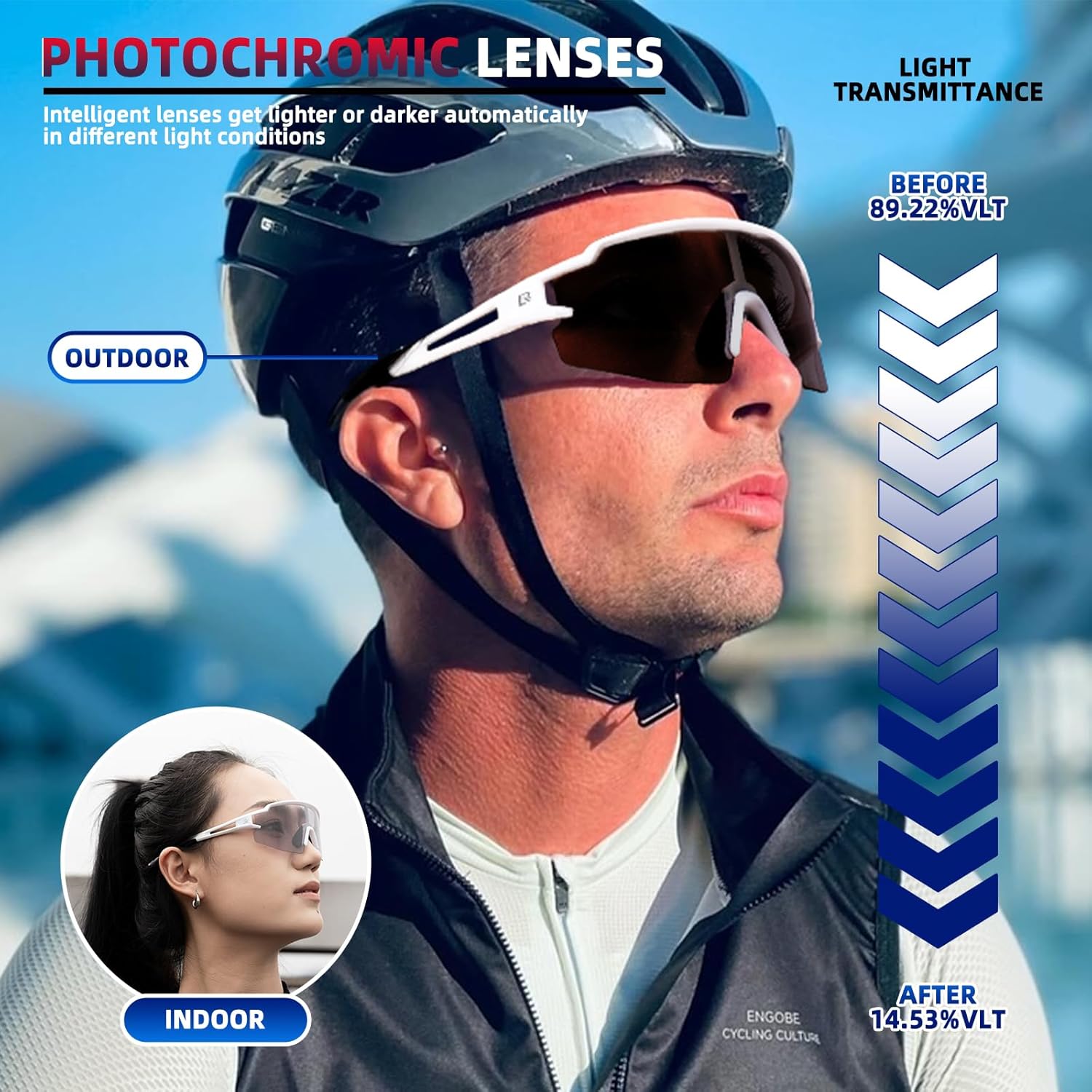 rockbros photochromic cycling glasses with anti glare lenses#color_black-white-anti-fog