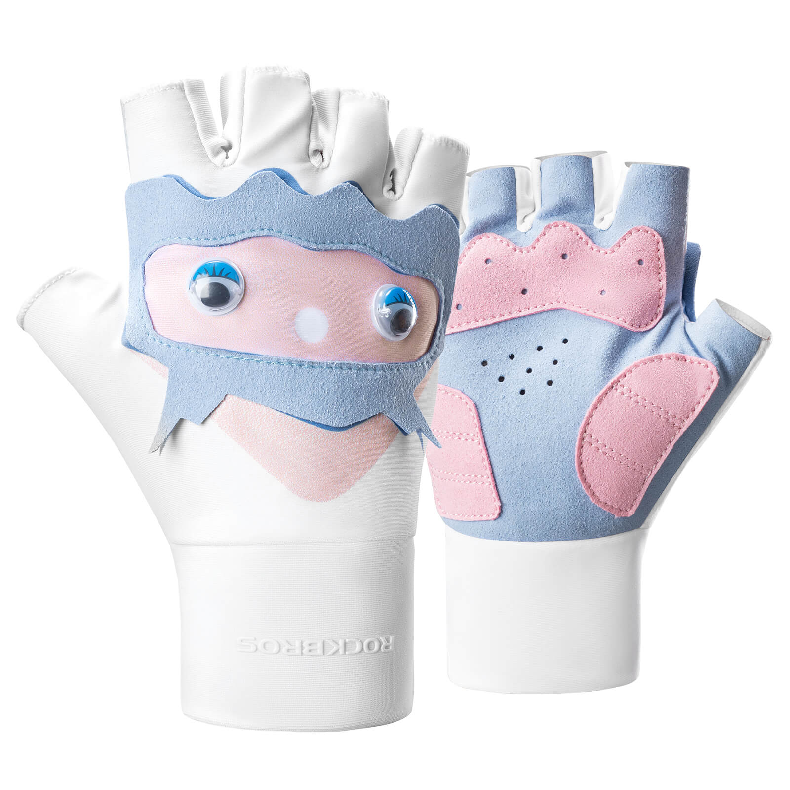 ROCKBROS kids half-finger cycling gloves featuring cute patterns for boys and girls.
#color_pink
