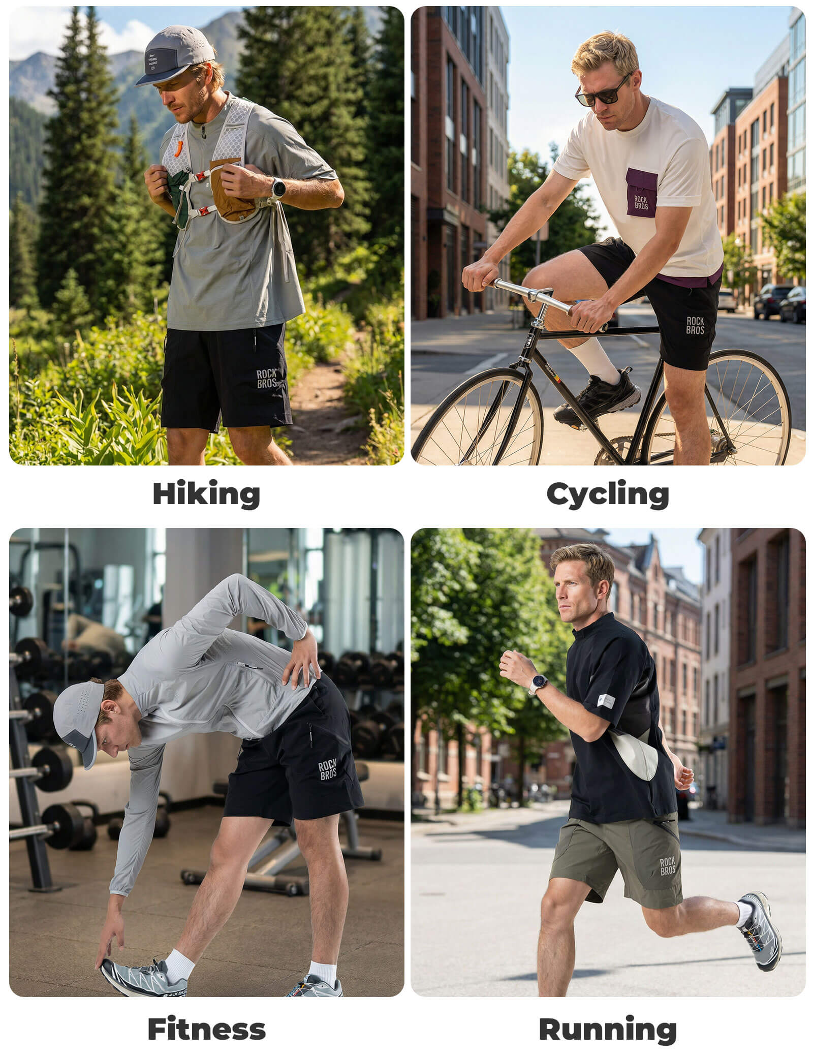 ROCKBROS Men's Quick Dry Commuter Shorts for Running and Hiking.
#color_black