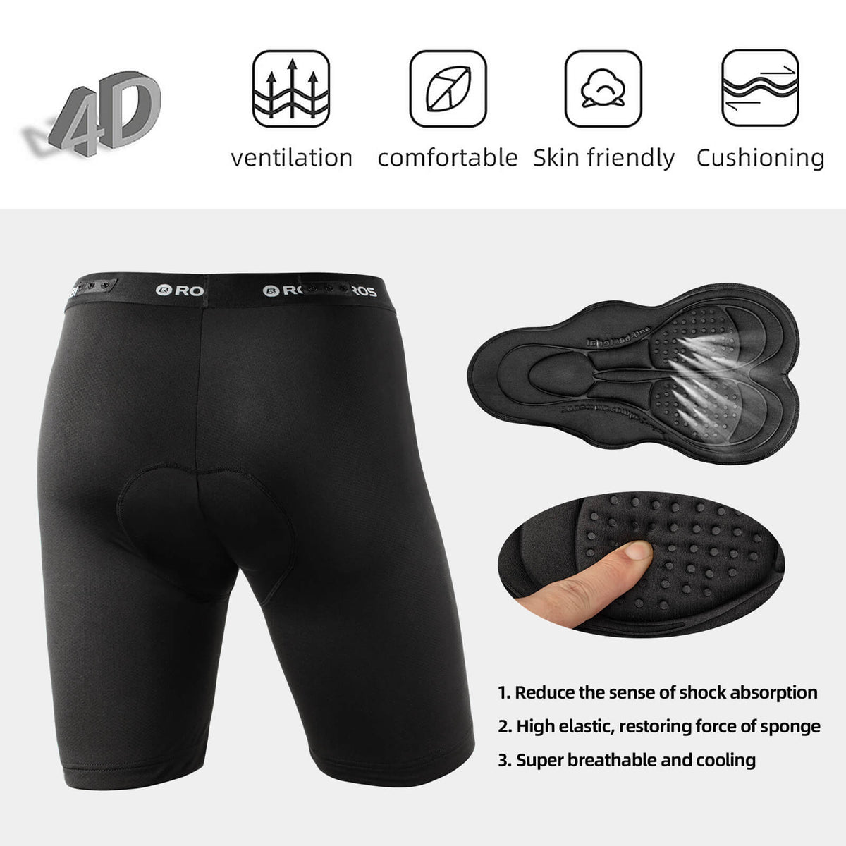 red cycling products mountainbike shorts herren schwarz ROCKBROS Men's Cycling Shorts 4D Padded Compression Shorts
