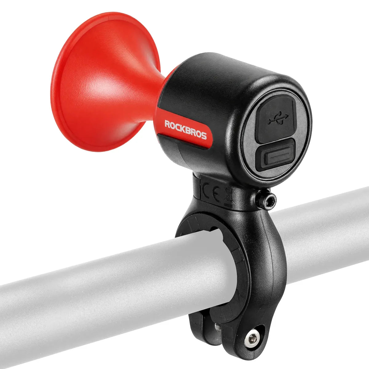 ROCKBROS Compact water-resistant electric bike bell with flexible silicone handlebar mount
#Color_Red
