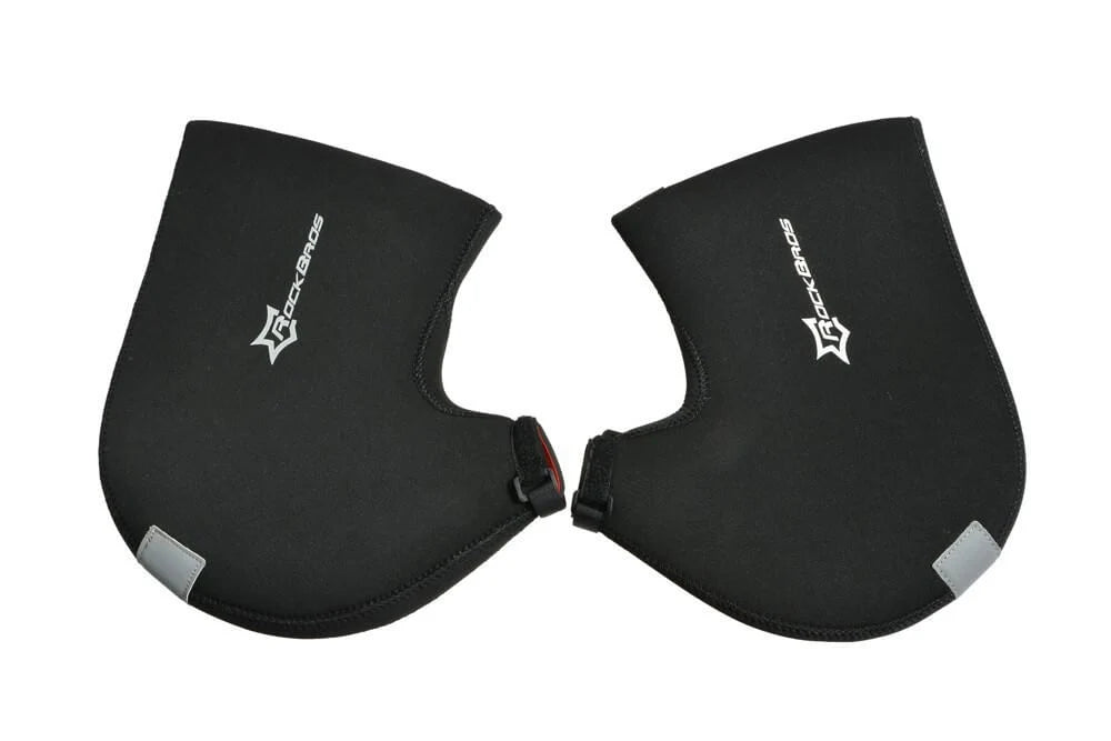 ROCKBROS warm water-resistant road bike handlebar mittens with 6 mm SBR insulation and reflective accents