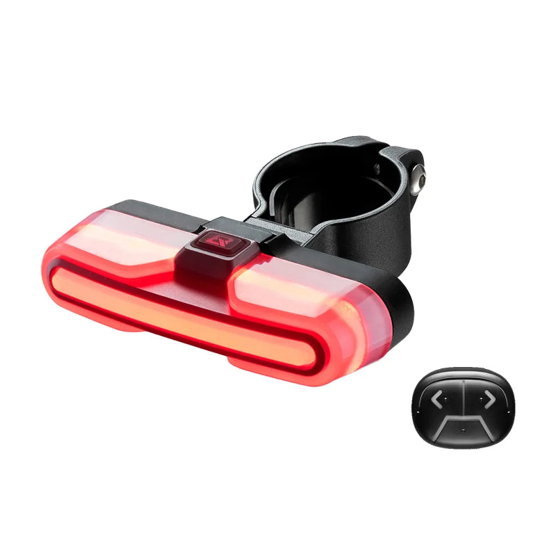 ROCKBROS smart bike tail light with wireless turn signals, brake sensor, remote control, and rechargeable battery