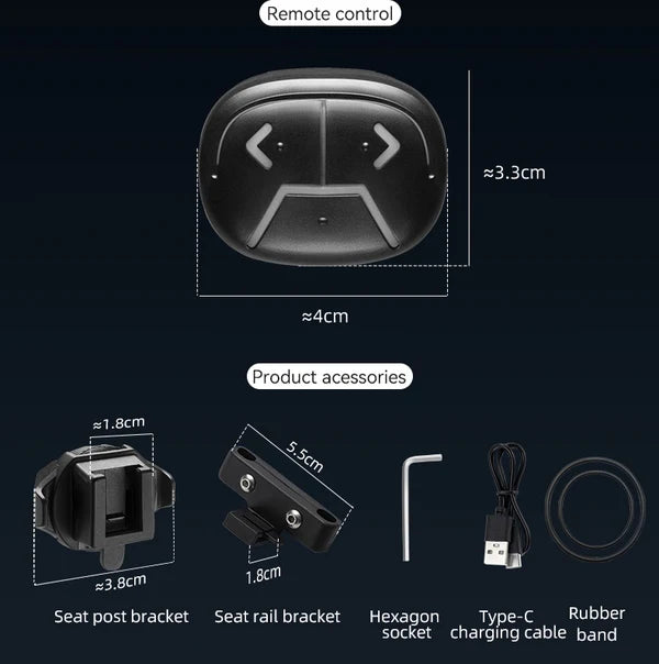 ROCKBROS smart bike tail light with wireless turn signals, brake sensor, remote control, and rechargeable battery
