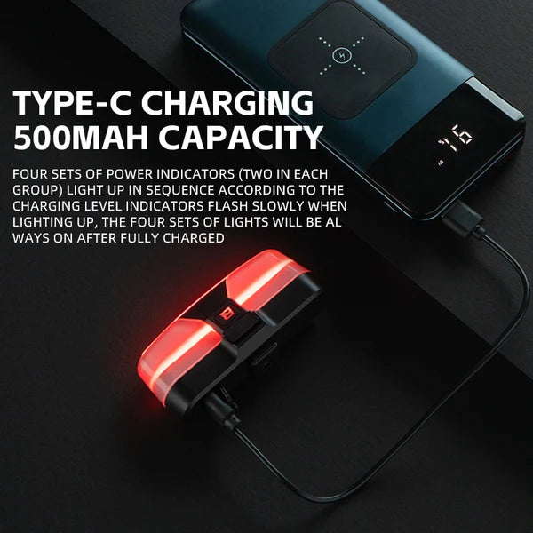 ROCKBROS smart bike tail light with wireless turn signals, brake sensor, remote control, and rechargeable battery
