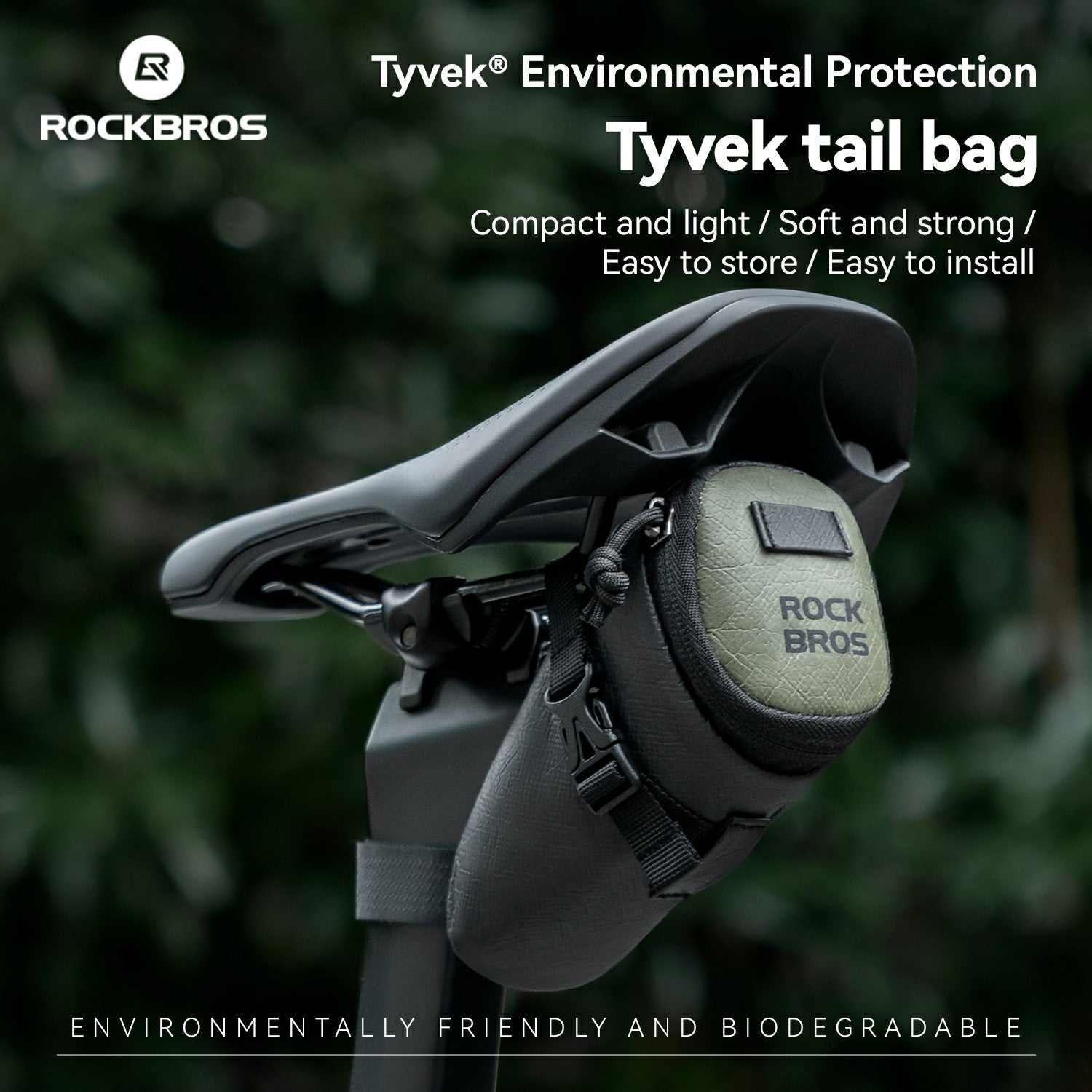 rockbros tyvek folding bike rear bag for mtb road cycling